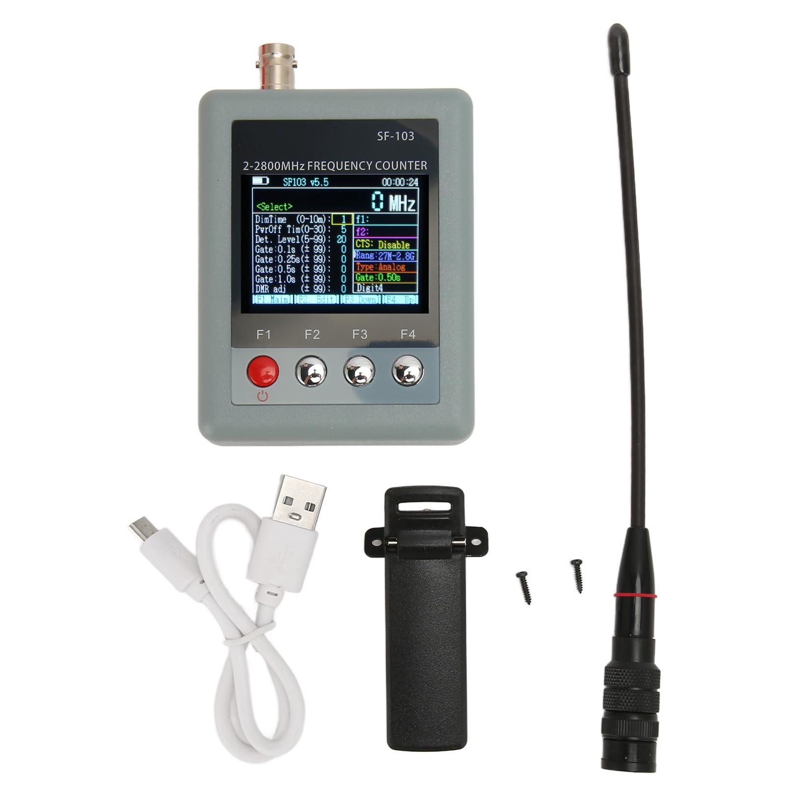 SF103 Portable Frequency Counter 2MHz to 2.8GHz - Handheld Two Way Radio Frequency Meter for DMR Analog, Ham Radio, Walkie Talkie - Perfect for Radio Hobbyists and Technicians (Ideal for Field Testing and Equipment Calibration)