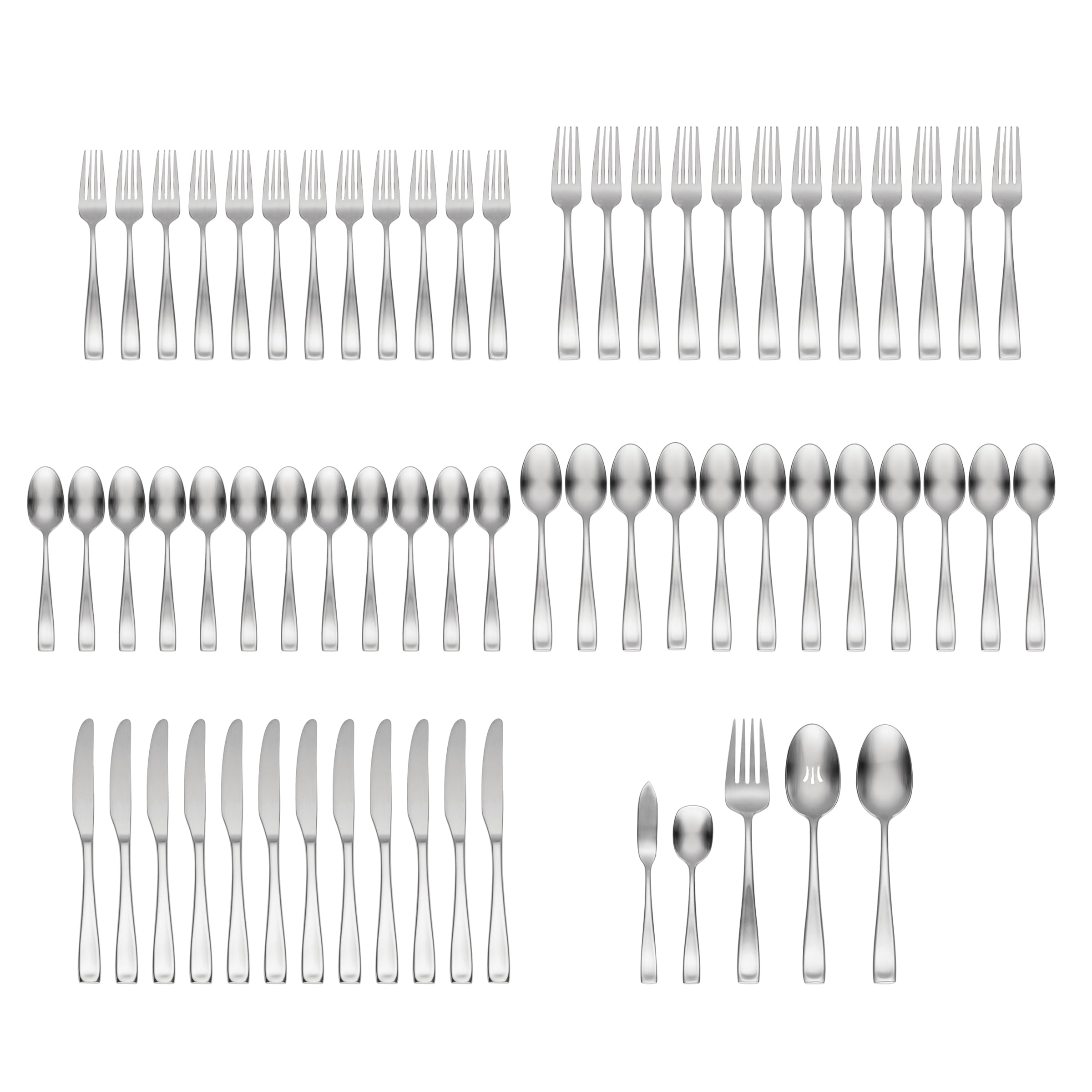 65-Piece Satin Flatware Set - Stainless Steel Silverware Cutlery Set for 12 - Elegant Dinnerware for Wedding, Party & Formal Dining - Dishwasher Safe