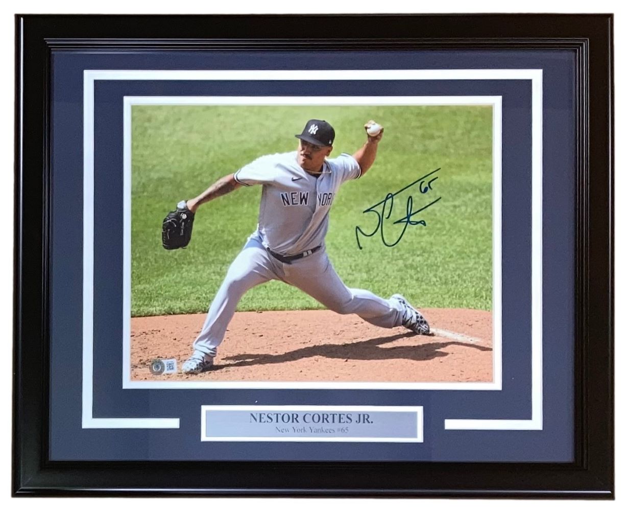 Nestor Cortes Autographed Signed Framed 11x14 New York Yankees Photo - Perfect for Baseball Fans, Sports Memorabilia Collectors, and Yankees Home Decor