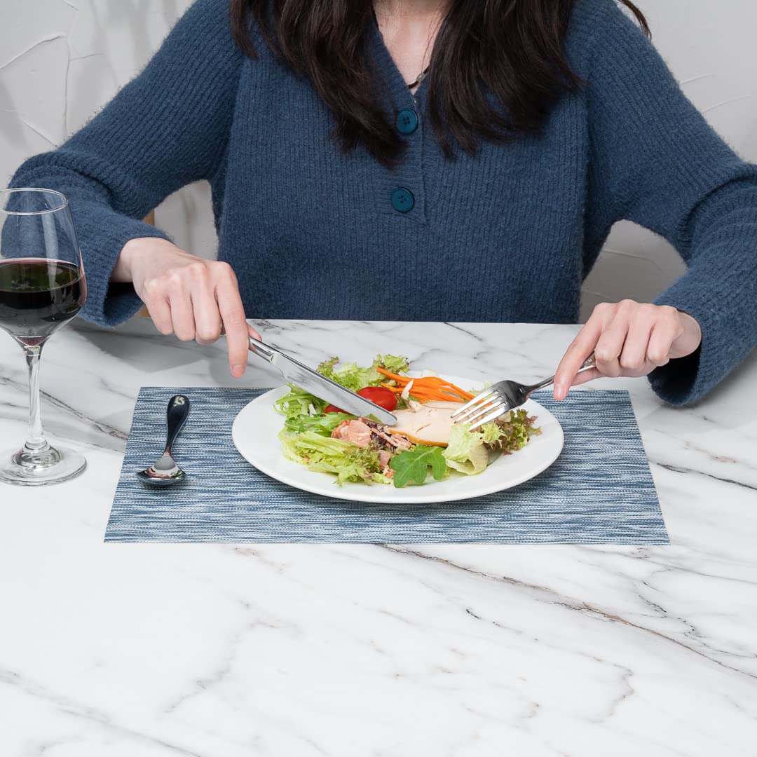 Premium 16x12 Inch Woven Vinyl Placemats Set of 6 - Stain-Resistant, Easy Clean Rectangle Table Mats for Dining Room & Restaurants | Elegant Gray Home Decor for Everyday Meals & Dinner Parties