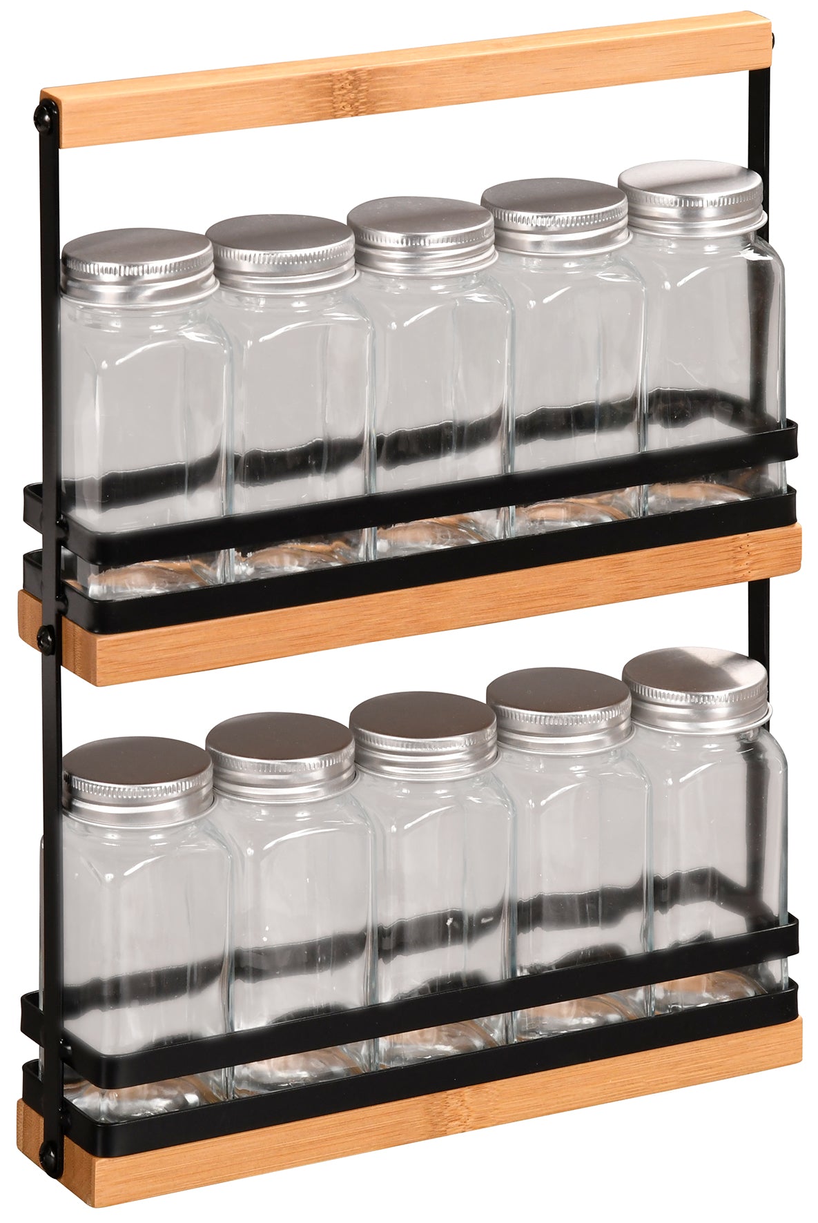 Premium Bamboo Spice Rack Organizer with 10 Glass Jars - Perfect for Kitchen Countertop, Pantry & Cabinet Storage Organization