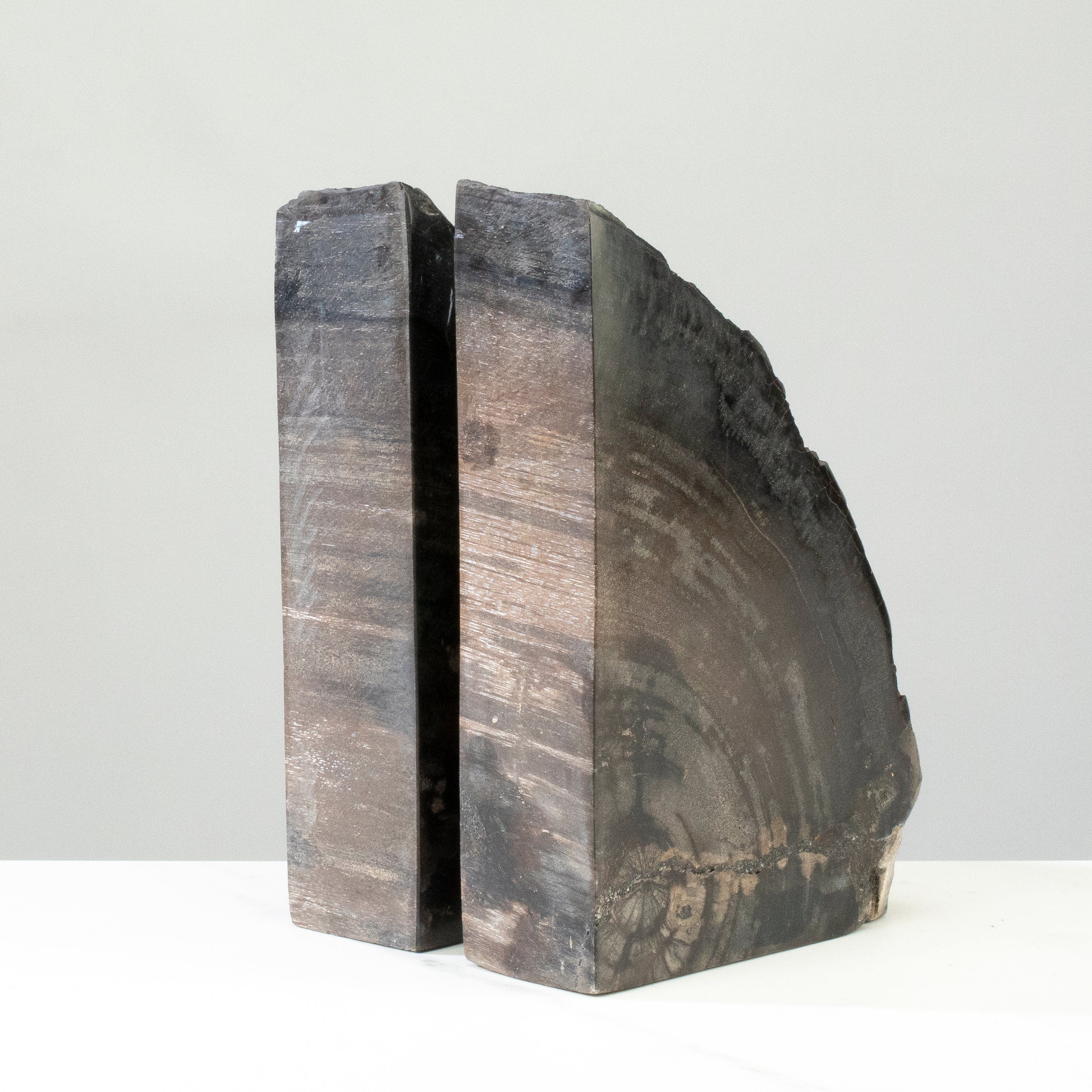 10-Piece Black Petrified Wood Bookends with Turquoise Inlay - Heavy Duty Bookshelf Decor for Home Office, Library & Study Room Organization