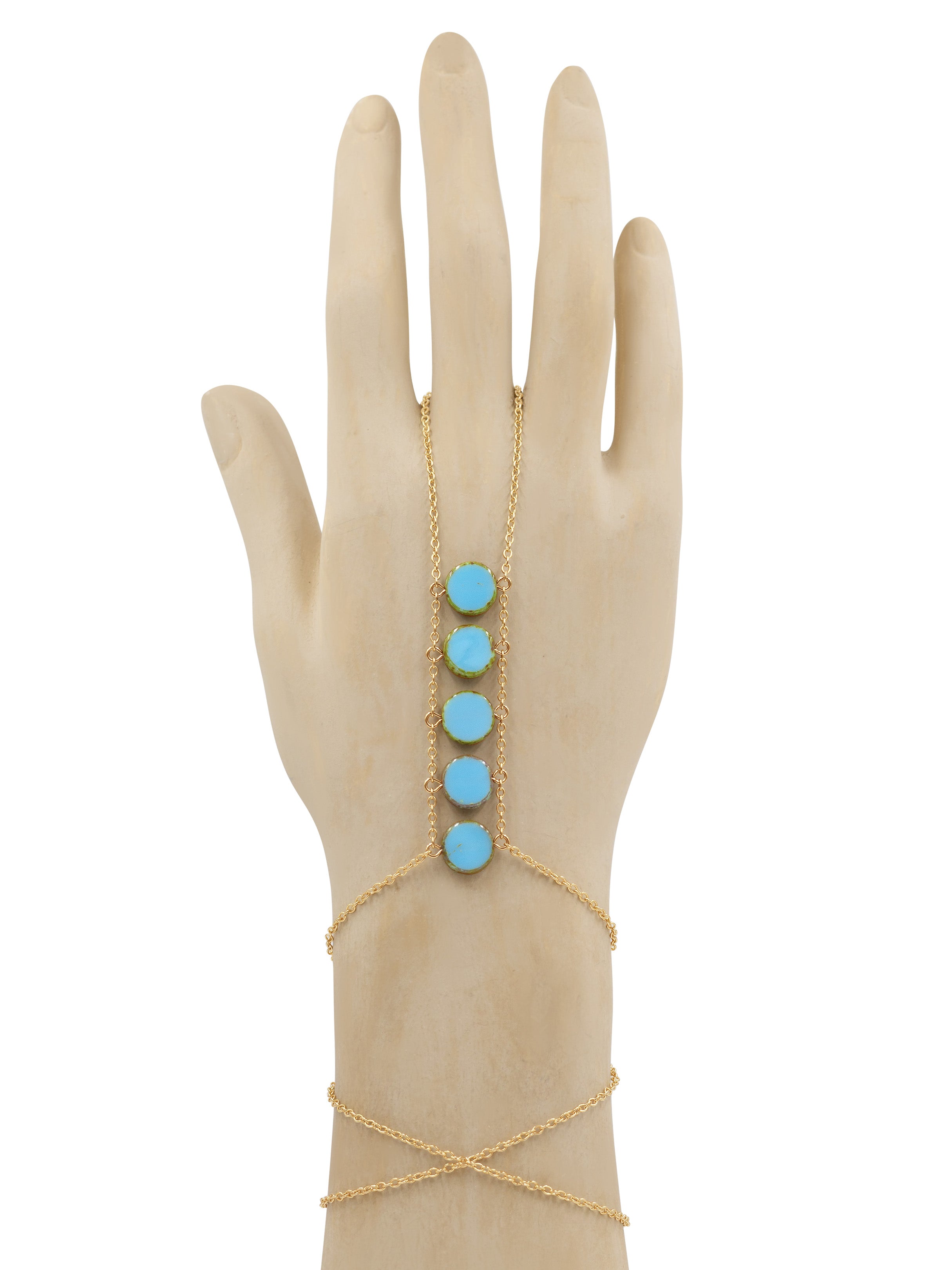 Ladders to Bliss Circle Stone Hand Chain - Elegant Beaded Bracelet for Women, Boho Chic Jewelry for Everyday Wear, Perfect for Parties & Gifts