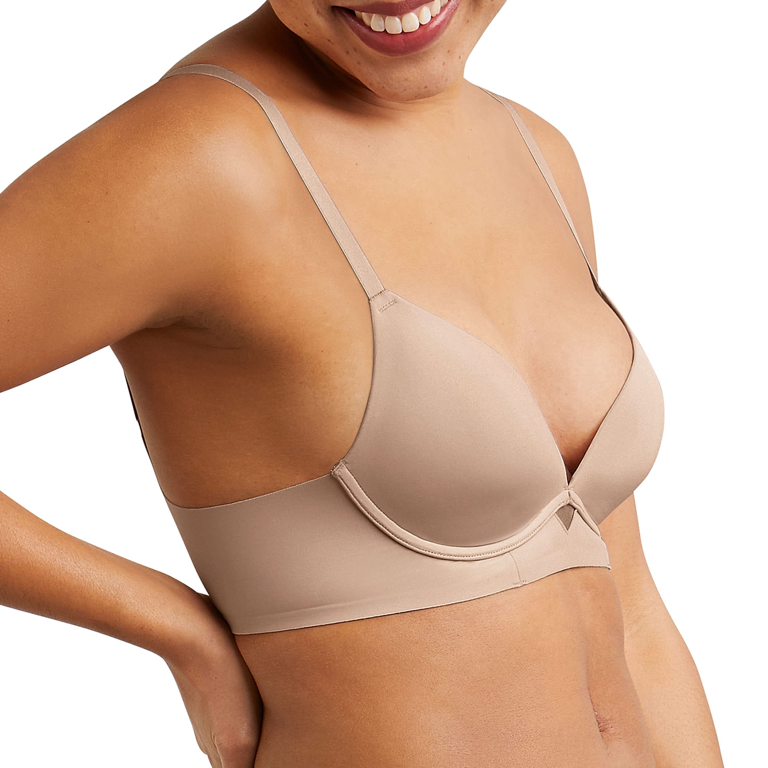 Maidenform Women's One Fab Fit Wireless Demi Bra - Comfortable T-Shirt Bra for Everyday Wear, Work & Lounge