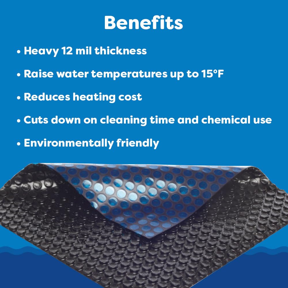 In The Swim 18' Premium Plus Blue/Black Round Solar Pool Cover - 12 Mil Thick for Above Ground & Inground Pools | Solar Heating, Energy Saving, Extends Swimming Season | Perfect for Backyard, Family Gatherings & Summer Fun