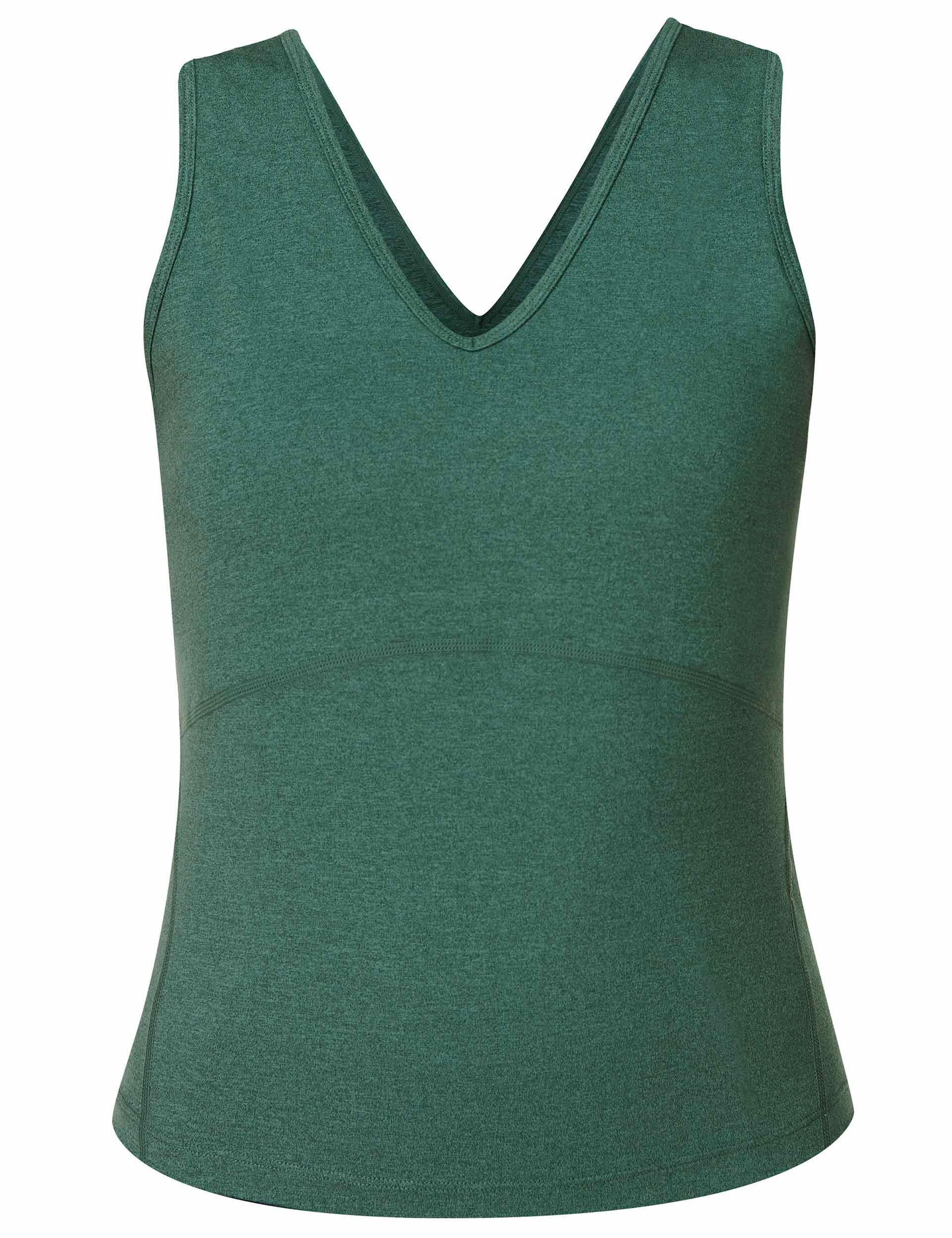 Gaia V Neck Tank Top for Women - Soft Breathable Glade Green Marl Casual Shirt - Perfect for Yoga, Gym, and Everyday Wear