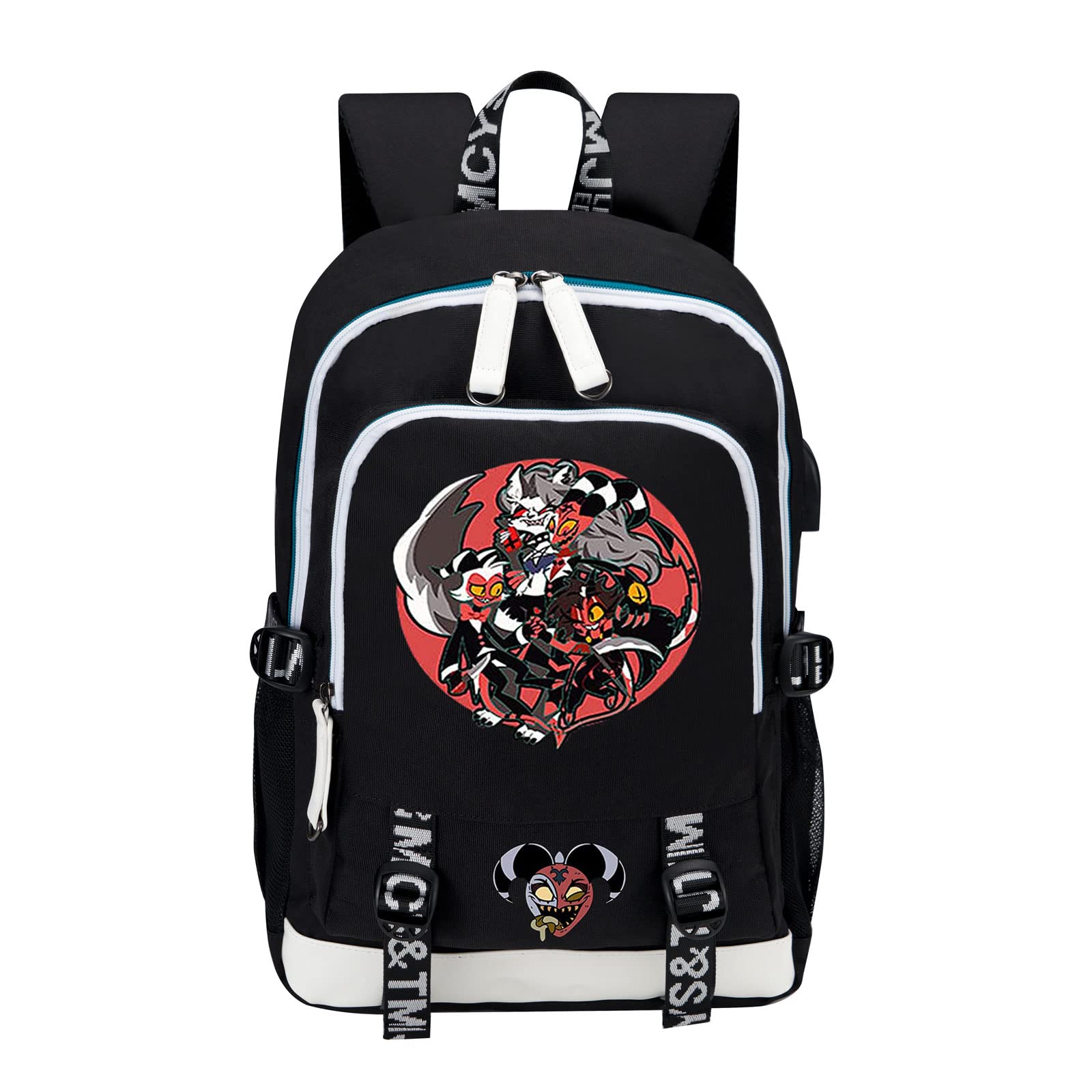 Helluva Boss Anime Backpack - Stylish Cosplay Laptop Bag with USB Charging Port for School, Travel & Comic Con | Durable Mochila Rucksack for Fans & Collectors
