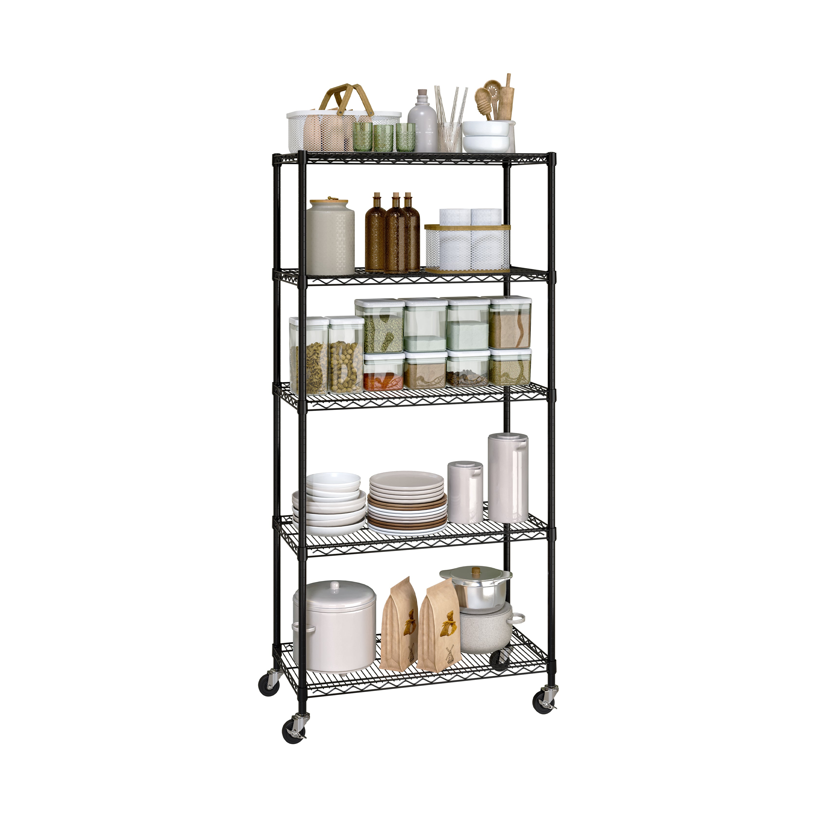 5 Tier NSF Certified Steel Shelving Unit - Heavy Duty Storage Rack for Kitchen, Garage, Pantry & Commercial Use