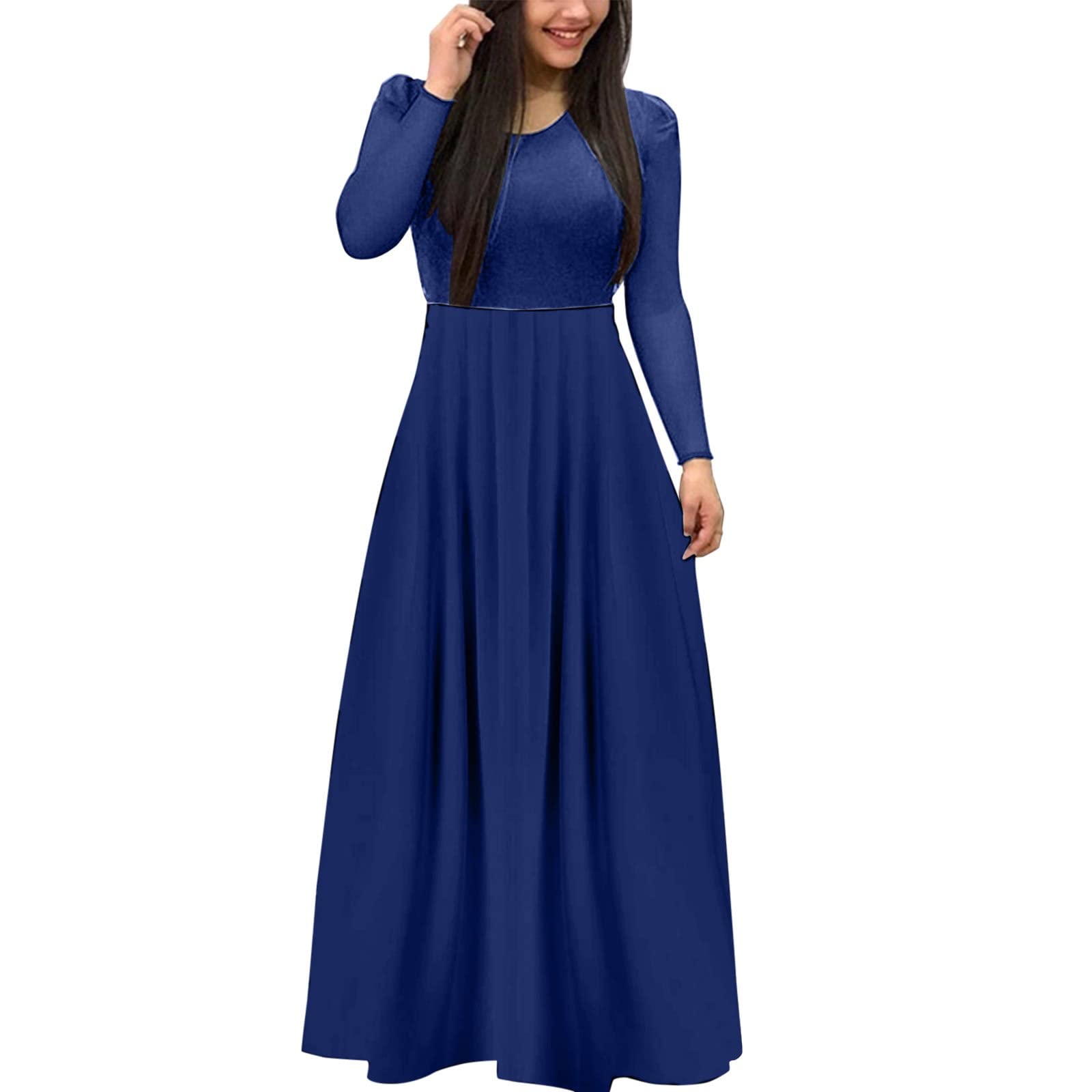 Women's Long Sleeve Empire Waist Maxi Dress - Flowy Casual Tunic Dress for All Seasons | Perfect for Fall, Winter, Summer Outfits, Beach Cover-ups & Special Occasions