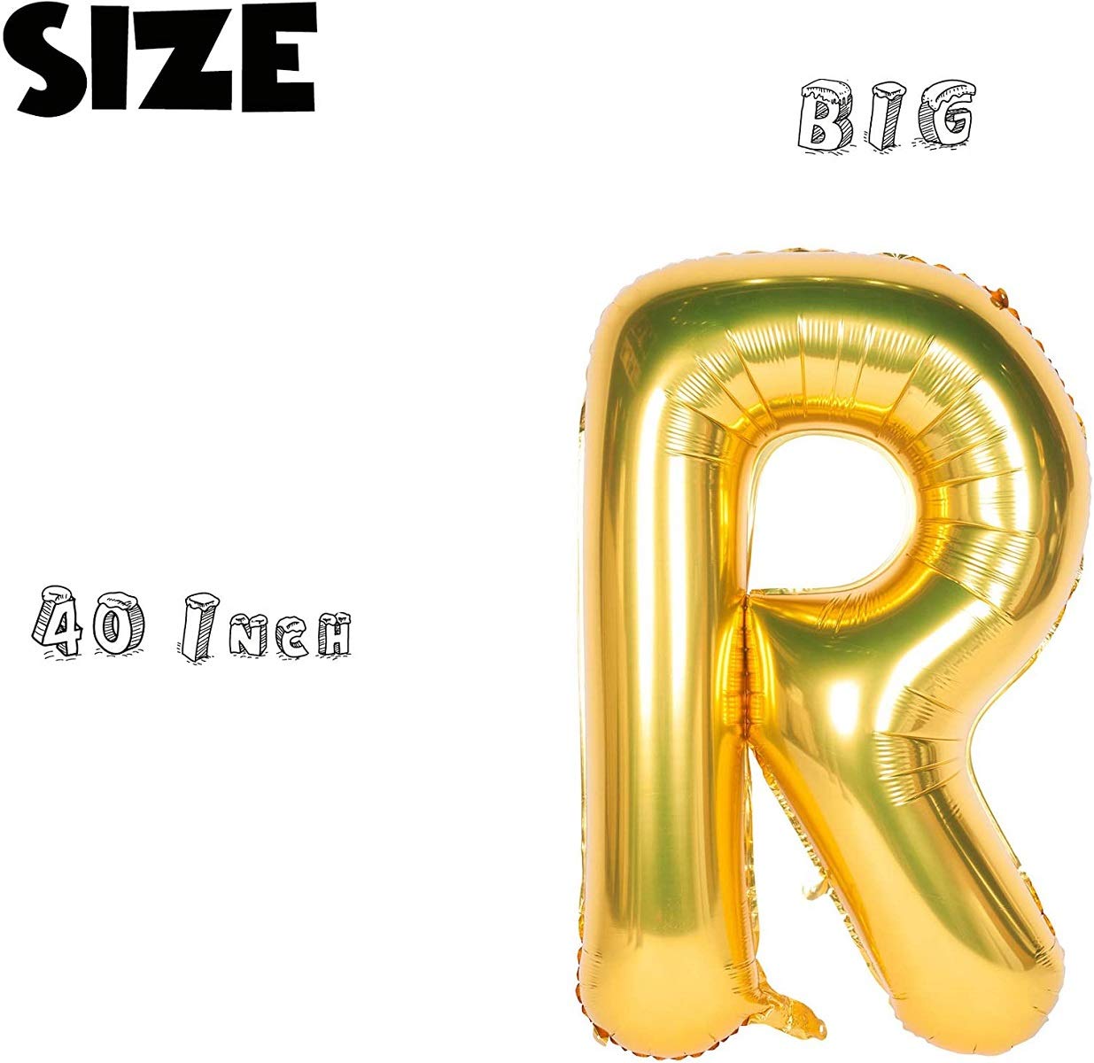 40 Inch Giant Gold Letter R Foil Helium Balloon - Single Letter Decoration for Birthday Parties, Baby Showers, Graduations & Special Events