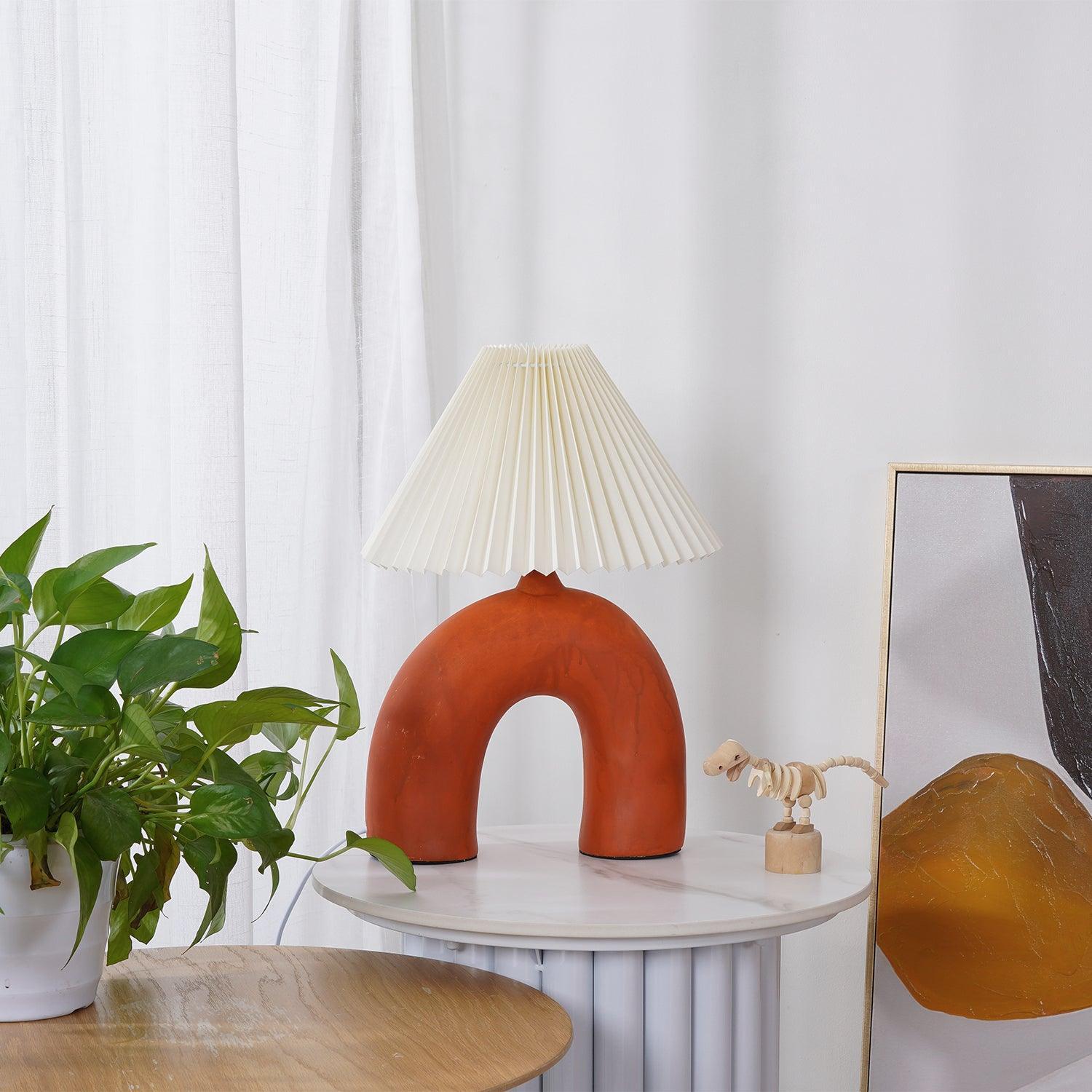 Elegant Arched Pleated Table Lamp - Modern Home Decor for Bedroom, Living Room & Office - Soft Ambient Lighting for Relaxation & Reading