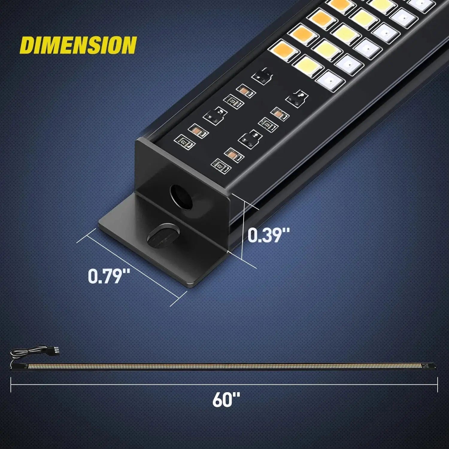 60 Inch Aluminum Frame Triple Row 1200 LED Red White Amber Light Strip - Perfect for Car Decoration, Home Lighting, and Party Decor