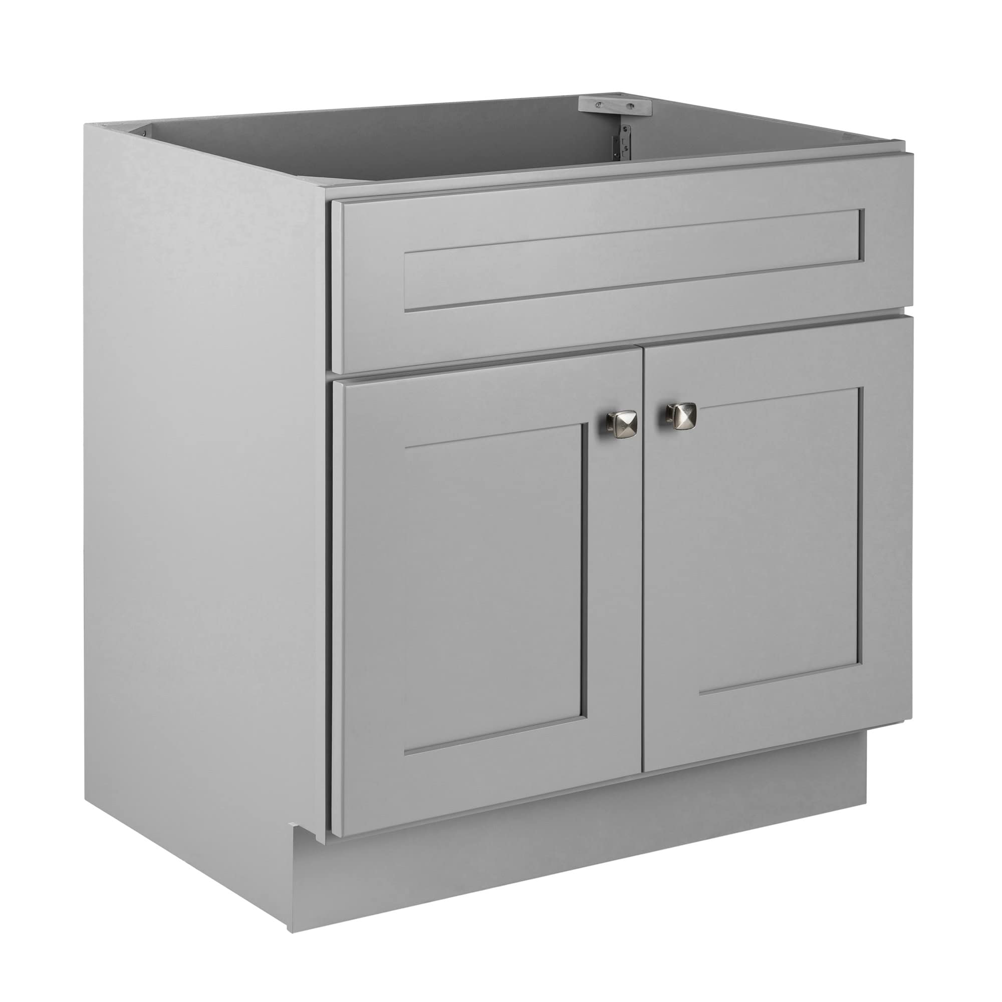 Design House Brookings 30-Inch Solid Wood Bathroom Vanity with Single Sink - Ready to Assemble in Sherwin Williams® Gray (587089) - Perfect for Modern Bathrooms, Small Spaces & Home Renovations