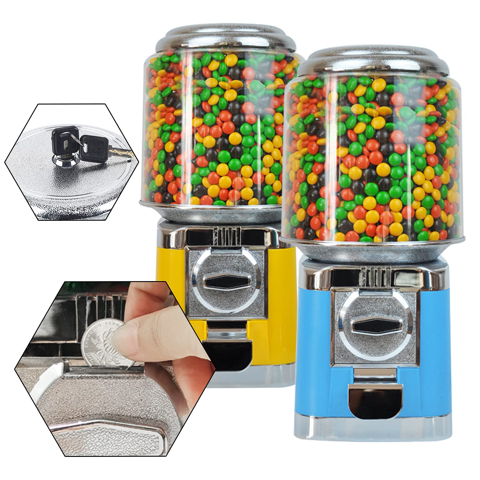 Commercial Mini Candy Vending Machine - Automatic 32mm Candy & Chocolate Bean Dispenser - Toy Vending Machine (Blue) - Perfect for Retail Stores, Arcades & Birthday Parties