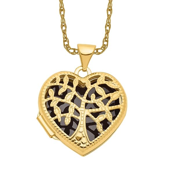 14K Solid Yellow Gold Tree of Life Heart Locket Necklace - Personalized Photo Pendant Charm for Women - Perfect Gift for Anniversary, Birthday & Valentine's Day - Jewelry for Special Occasions & Everyday Wear