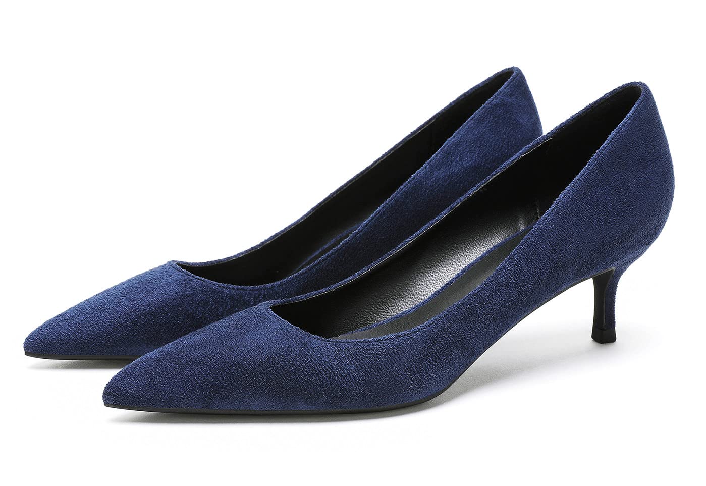 Women's Suede Mid-Heel Pumps - Wide Width Classic Pointed-Toe Court Shoes for Work, Office & Special Occasions