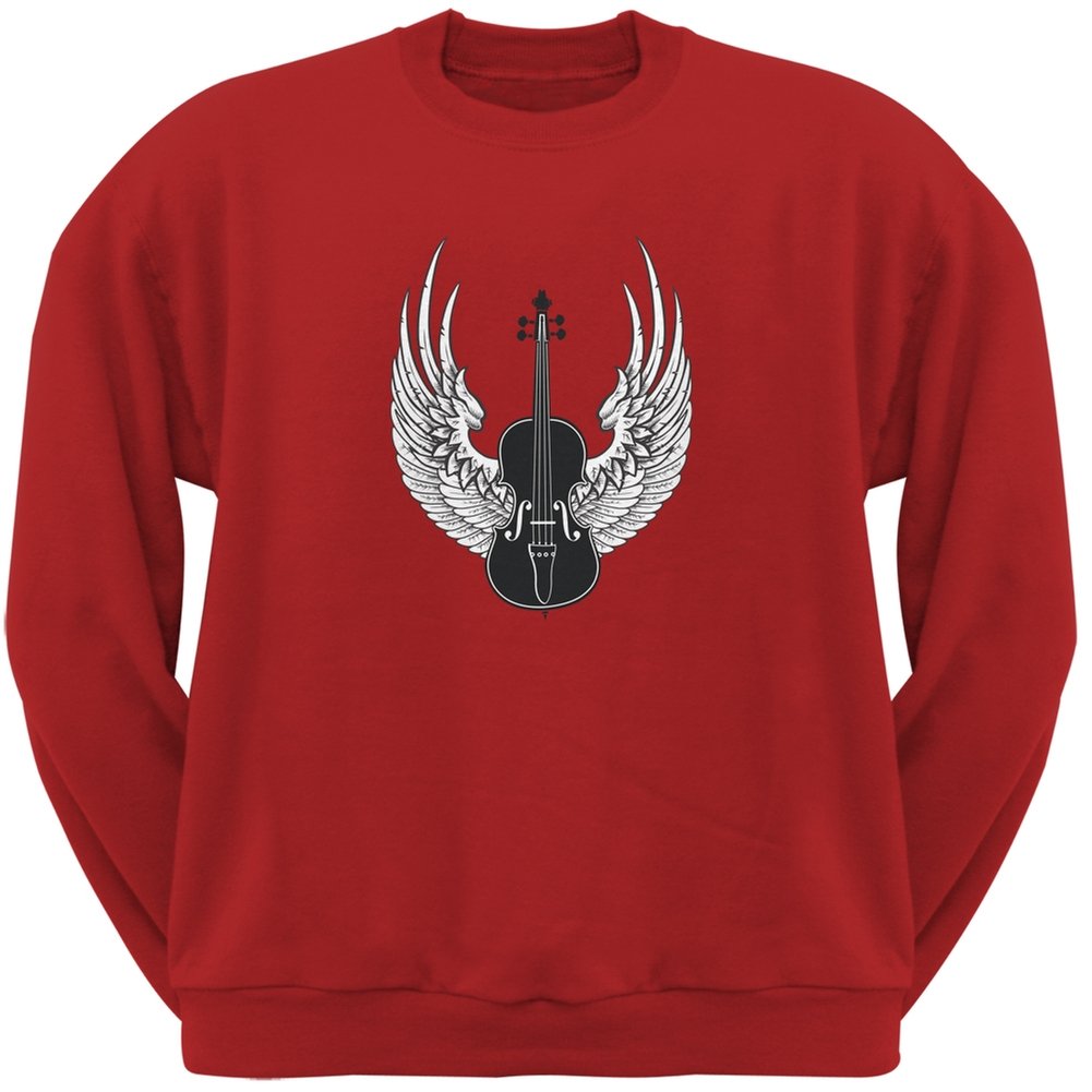 Winged Violin Red Adult Sweatshirt - Stylish Music-Themed Pullover Hoodie for Men & Women | Perfect for Concerts, Music Festivals & Casual Wear