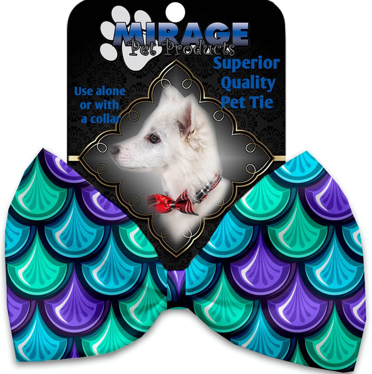 Mermaid Scales Pet Bow Tie Collar Accessory with Velcro - Adjustable & Stylish Dog Cat Neckwear for Parties, Weddings & Photo Shoots