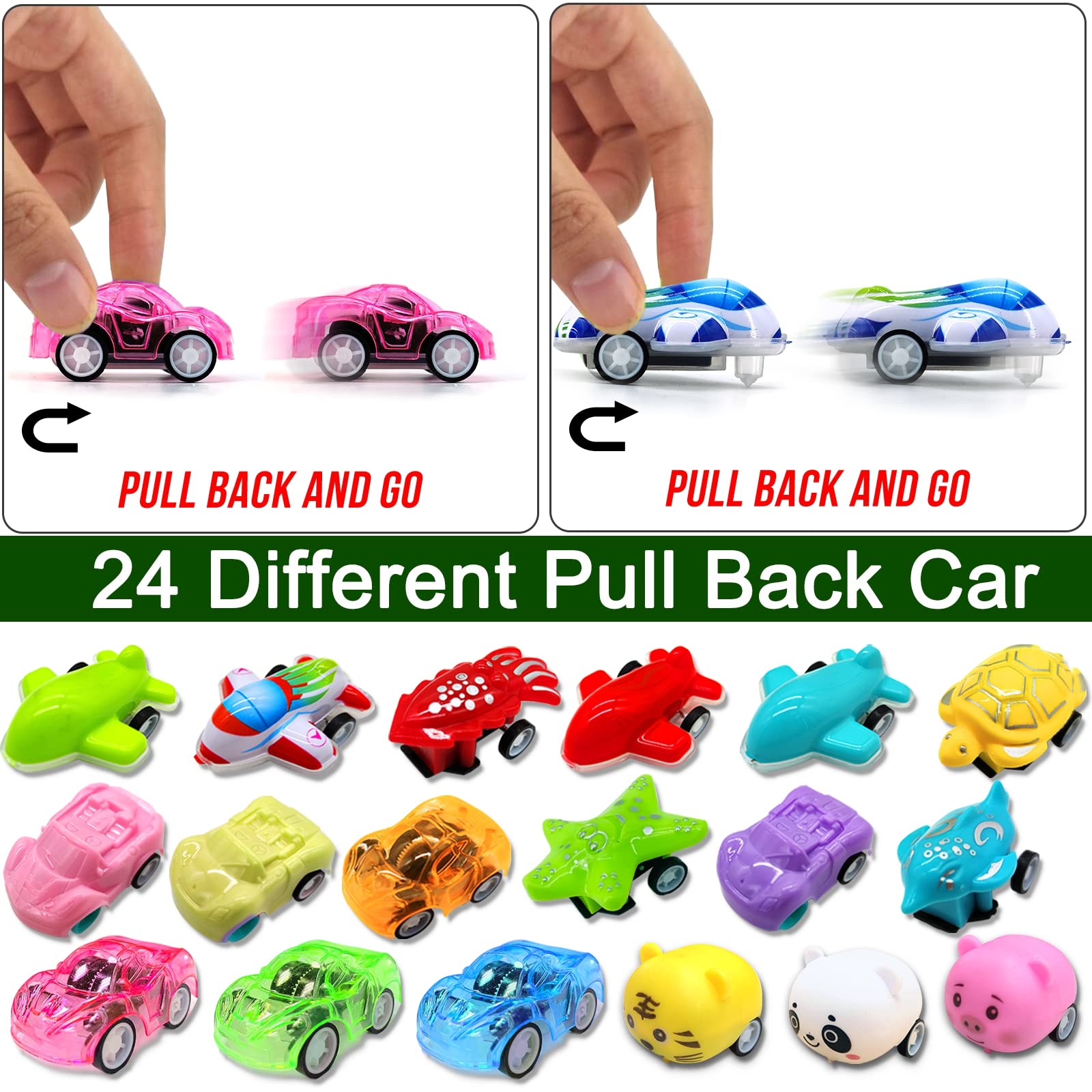 24 Pack Prefilled Easter Eggs with Pull-Back Car Toys - 24 Assorted Vehicle Styles & 1 Golden Egg - Easter Basket Stuffers for Kids, Boys Party Favors & Egg Hunt Prizes - Perfect for Easter Celebrations, Birthday Parties and Classroom Rewards