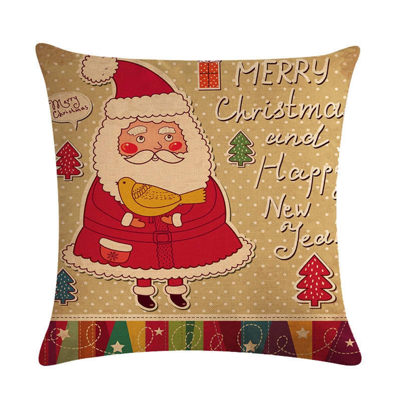 Premium Bamboo Pillowcase - Soft Peach Skin Christmas Printed Pillow Cover, 1PC Standard Size (D) - Perfect for Holiday Decor, Bedroom & Living Room Accents