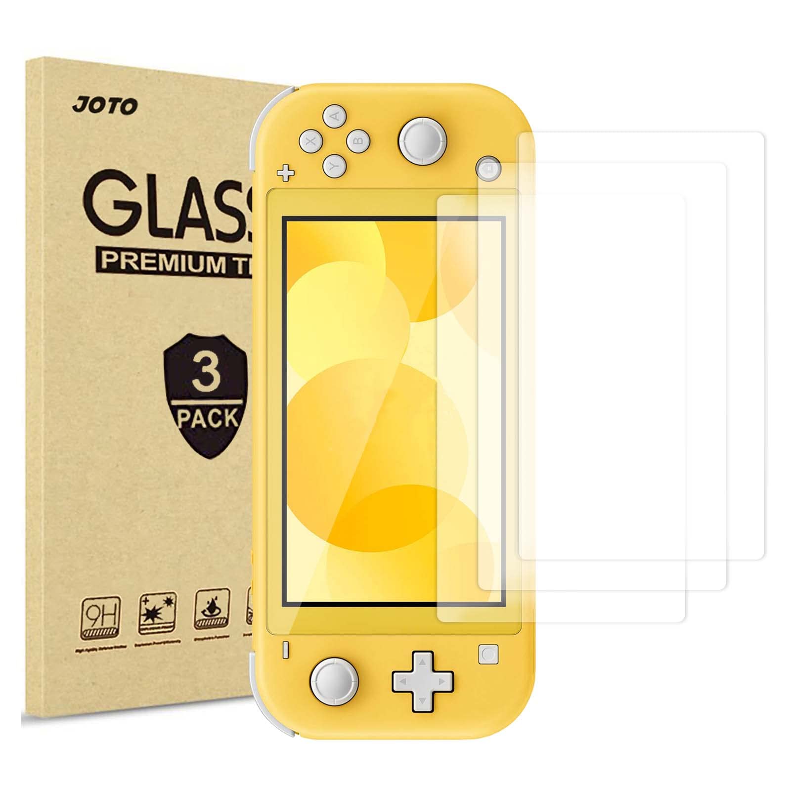 JOTO [3 Pack] Tempered Glass Screen Protector for Nintendo Switch Lite (2019) - Anti-Scratch, HD Clear, Rounded Edge Real Glass Screen Guard - Perfect for Gaming Protection & Travel Use