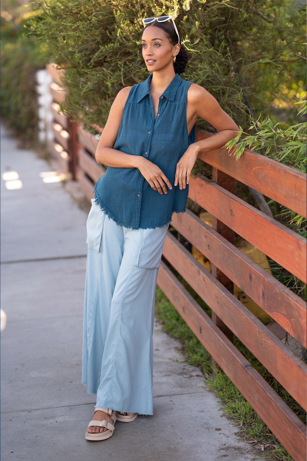 Otto Gauze Button Up Tank - Lightweight Breathable Women's Summer Top for Casual Wear, Beach Outfits & Layering