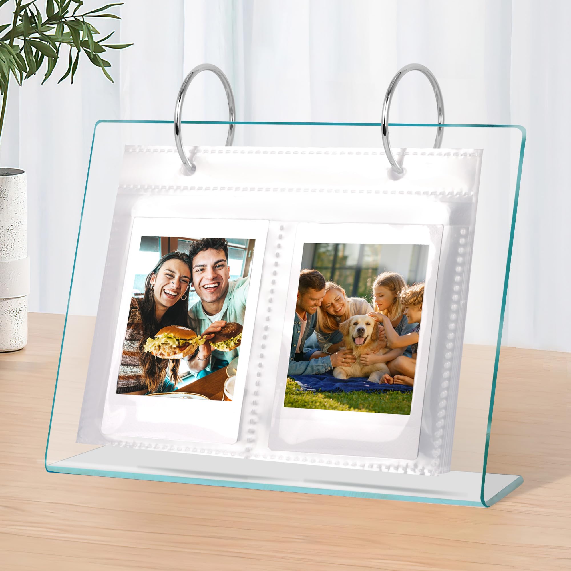 Acrylic Mini Photo Album - 68 Pockets Tabletop Picture Display for 2x3 Inch Photos | Holds Polaroid, Fujifilm, Kpop Photocards & Flashcards | Perfect for Home Decor, Office Display, and Memory Keeping
