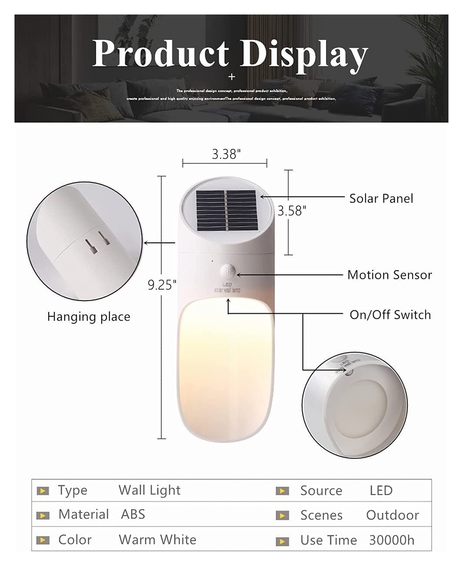 2 Pack Solar LED Motion Sensor Outdoor Wall Lights - Dusk to Dawn Waterproof Exterior Light Fixtures for Garage, Front Door, Porch, Backyard - Wall Mount Lantern Sconce Lighting for Home Security & Energy Savings