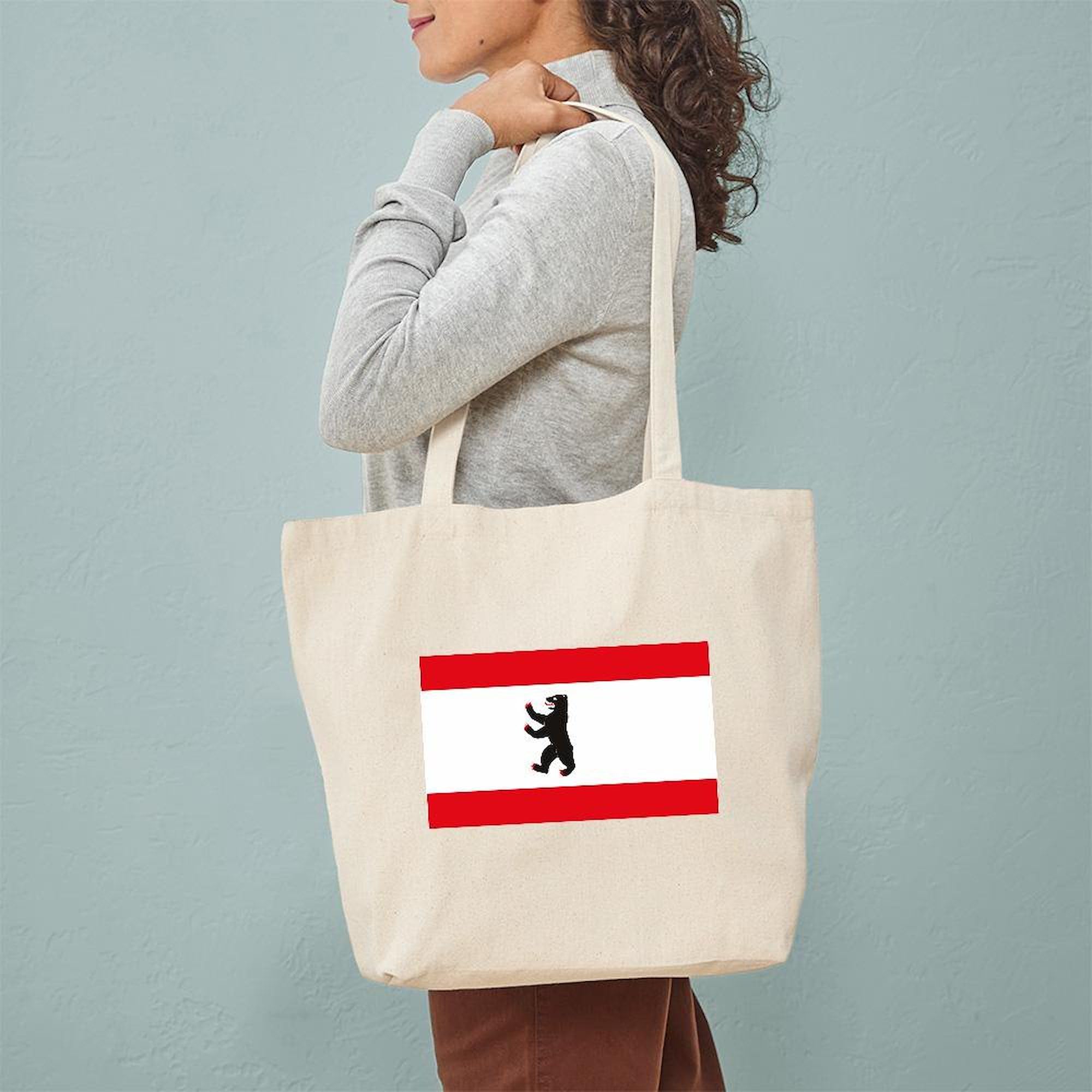 Berlin Flag Tote Bag - Natural Canvas Reusable Shopping Bag for Groceries, Beach & Travel | Eco-Friendly Cotton Tote with German Design