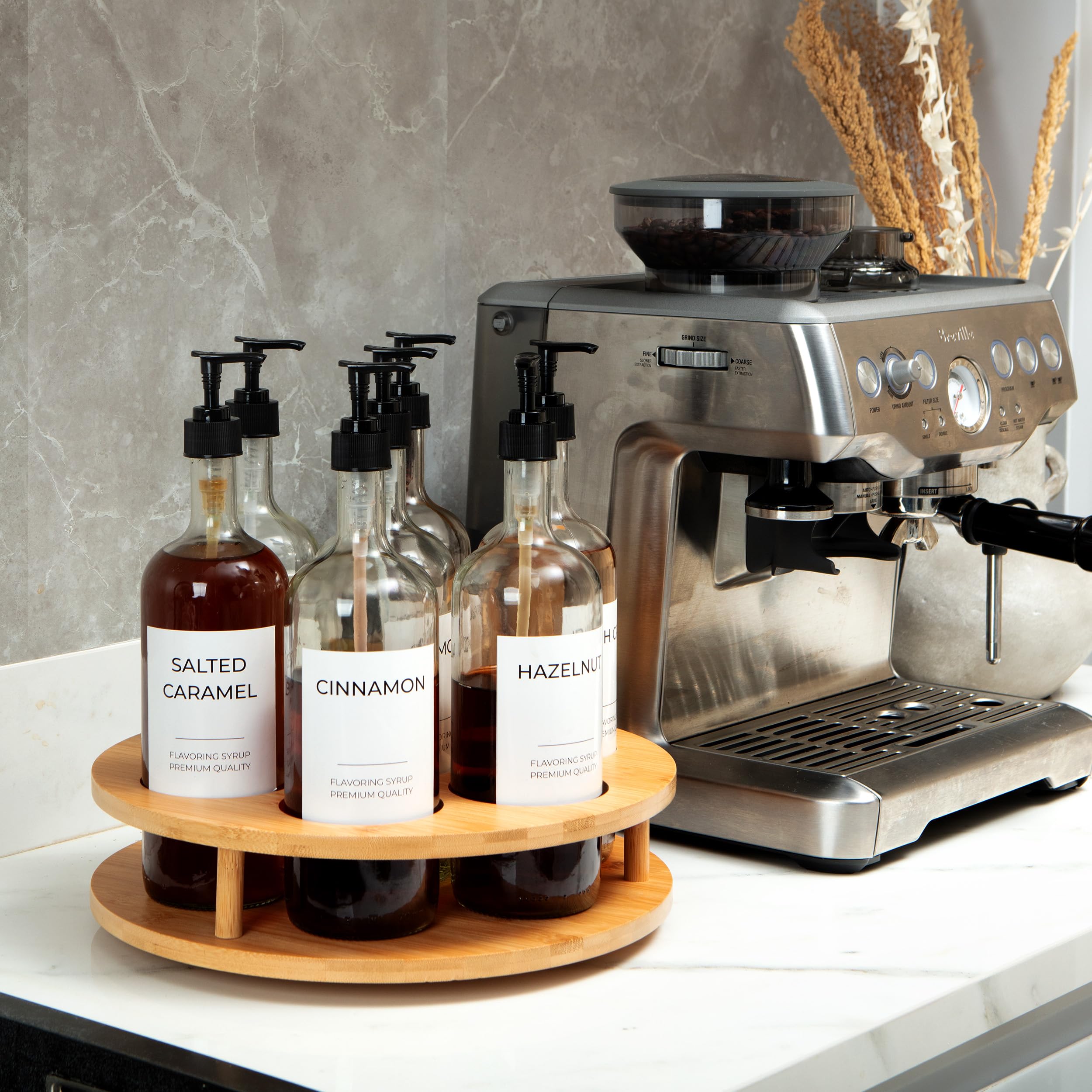 Stainless Steel Coffee Syrup Organizer Rack - 12 Bottle Capacity for Barista, Home & Cafe Use - Perfect for Espresso, Latte & Iced Coffee Stations