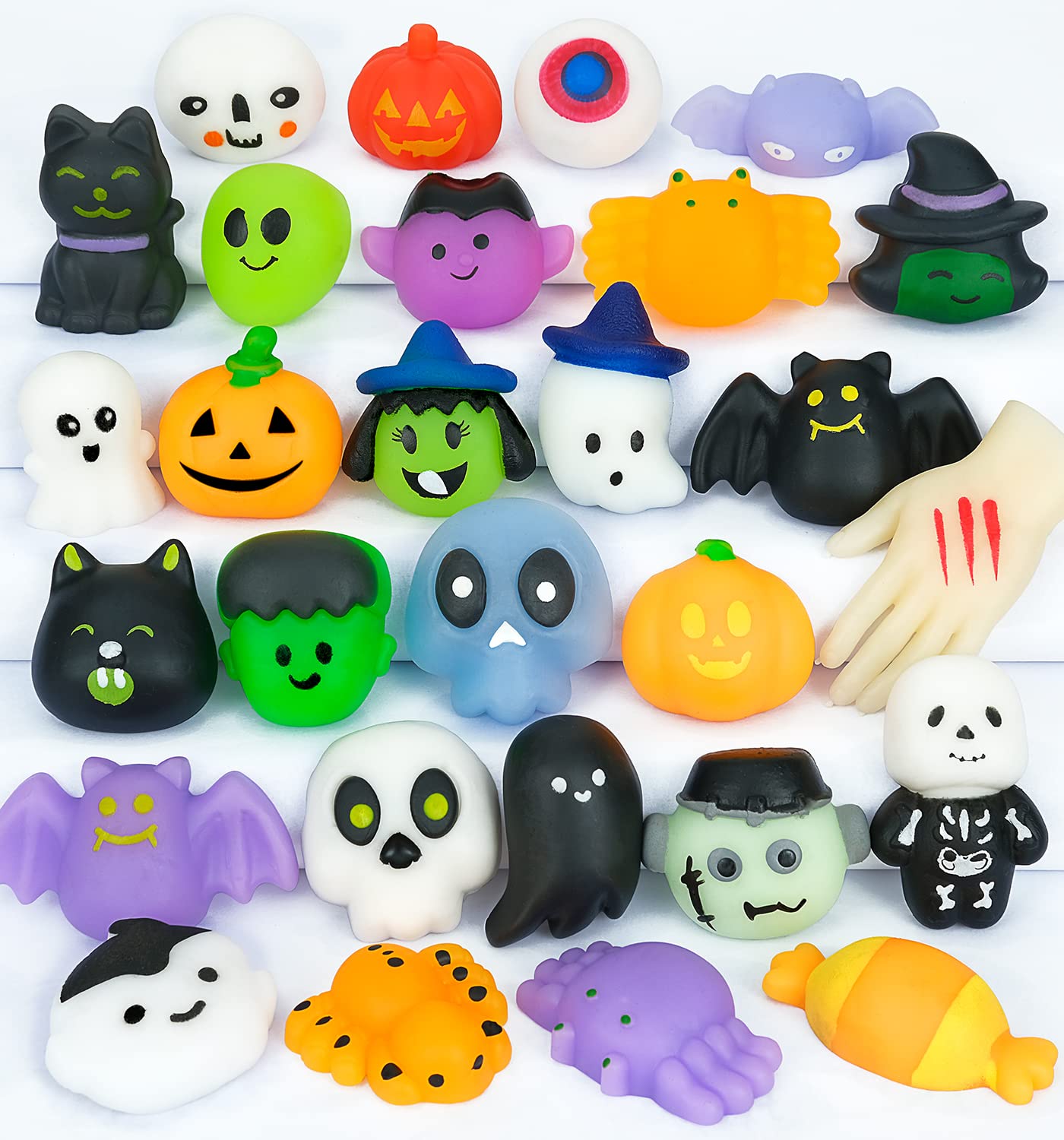 30Pcs Halloween Squishy Toys - Soft Mochi Stress Relief Toys for Kids, Trick or Treat Goodie Bag Fillers, Party Favors for Halloween, Birthday, Classroom Prizes & Piñata Fillers - Fun Sensory Toys for Boys and Girls