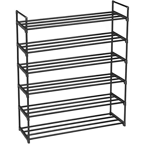 6-Tier Shoe Rack Organizer - Space Saving Shoe Storage Tower Shelf for Bedroom, Entryway, Hallway & Closet - Black Shoe Shelf for Sneakers, Boots & Sandals - Fast 3-7 Day Delivery - Perfect for Small Spaces & Apartment Living