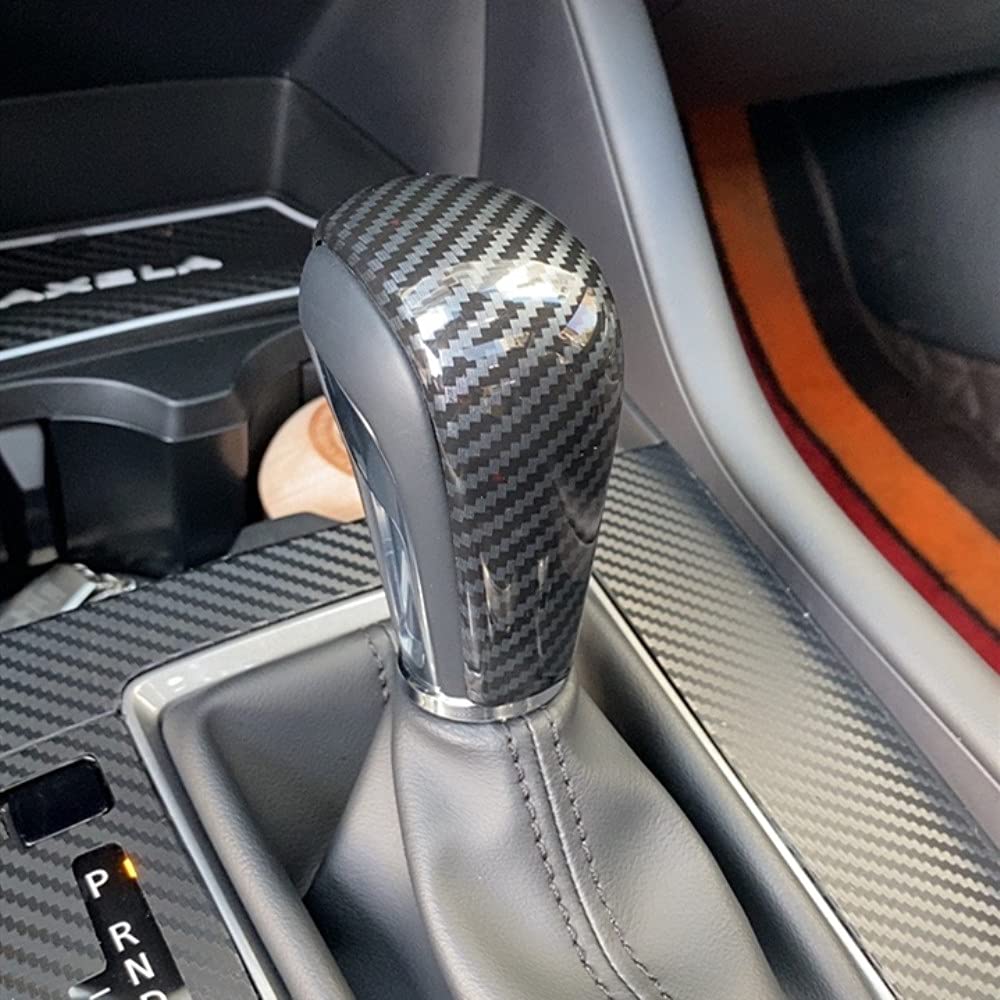 Carbon Fiber Gear Shift Knob & Steering Wheel Trim for Mazda 3 CX-30 CX-50 2020-2023 Models - Sporty Interior Upgrade for Enhanced Driving Experience