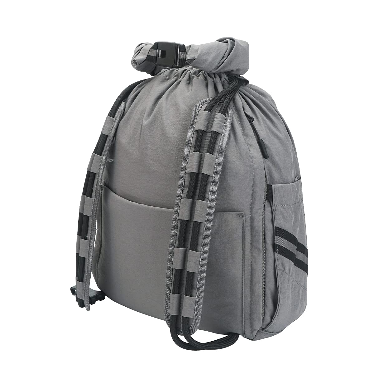 Waterproof Drawstring Backpack - 30L Expandable Anti-Theft Gym Bag with Secure Zipper Pockets - Lightweight Sports Sack for Men, Women & Kids - Perfect for Workout, Beach, School, Hiking & Travel Accessories (Gray)
