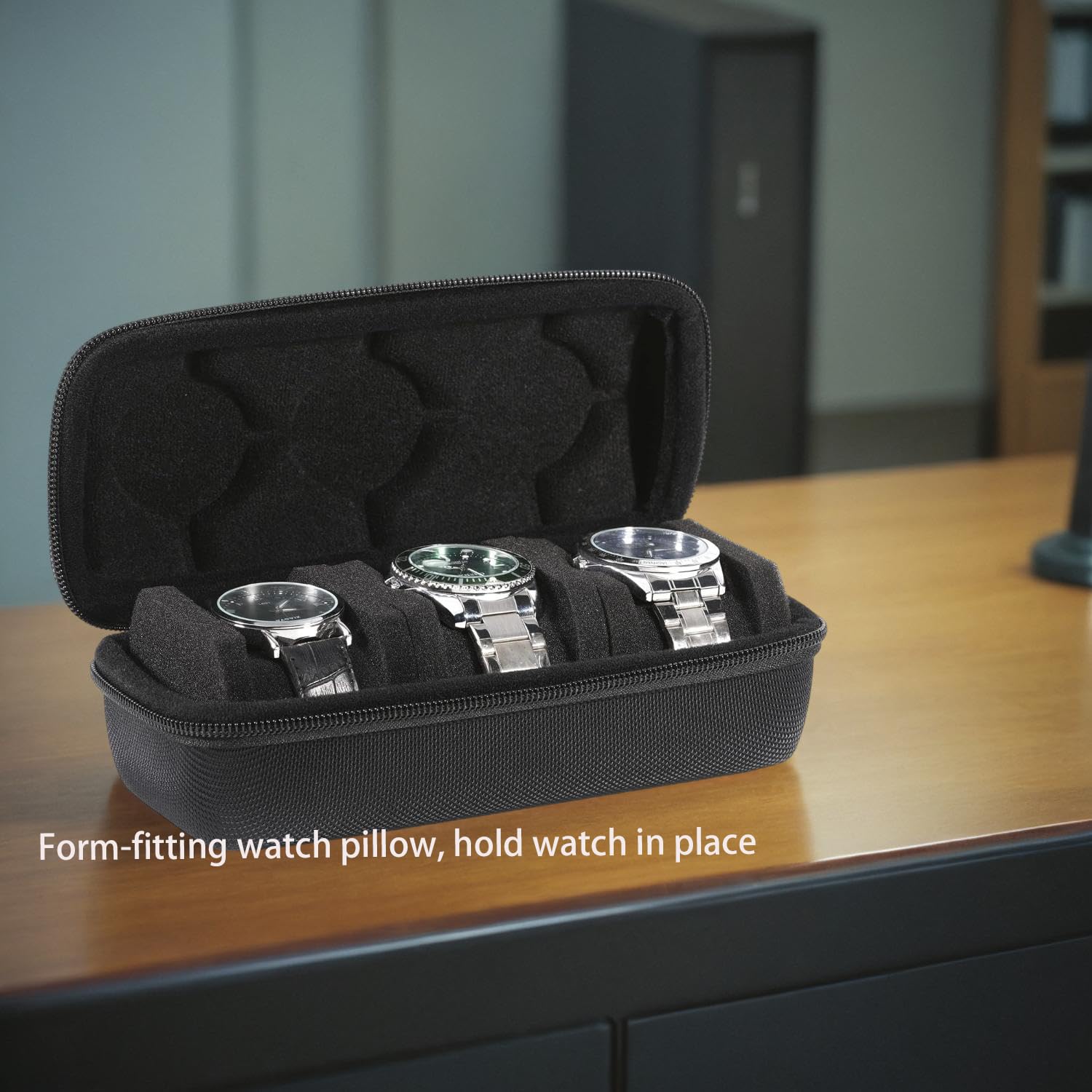 Premium 3-Slot Travel Watch Roll Case - Hard Protective Box with Soft Pillow for Safe Storage | Fits Most Watches Up to 60mm | Ideal for Travel, Business Trips & Watch Collectors