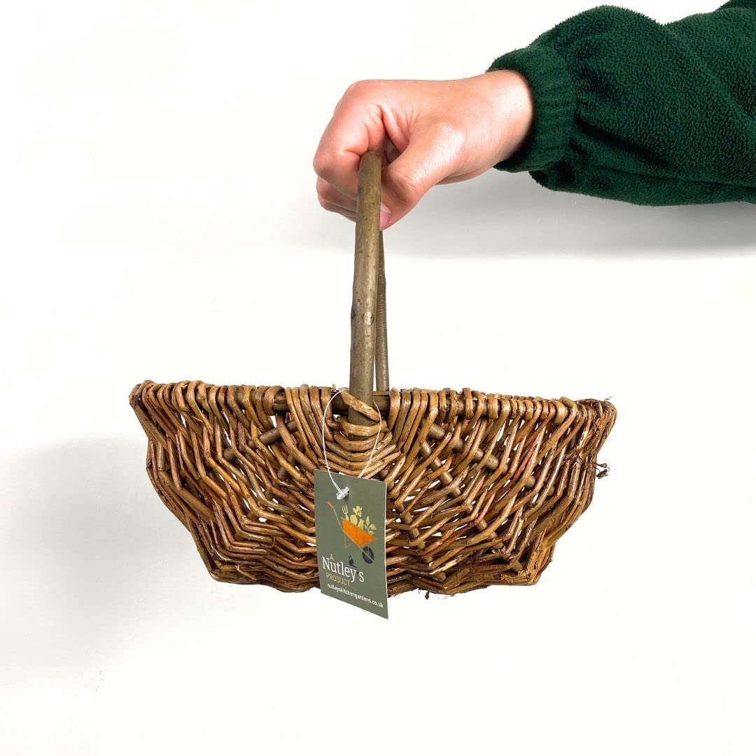 Nutley's Small Rustic Willow Vegetable Trug Basket - Handwoven Harvest Basket for Farmers Market, Picnics & Home Decor | Perfect for Fresh Produce, Bread & Floral Arrangements