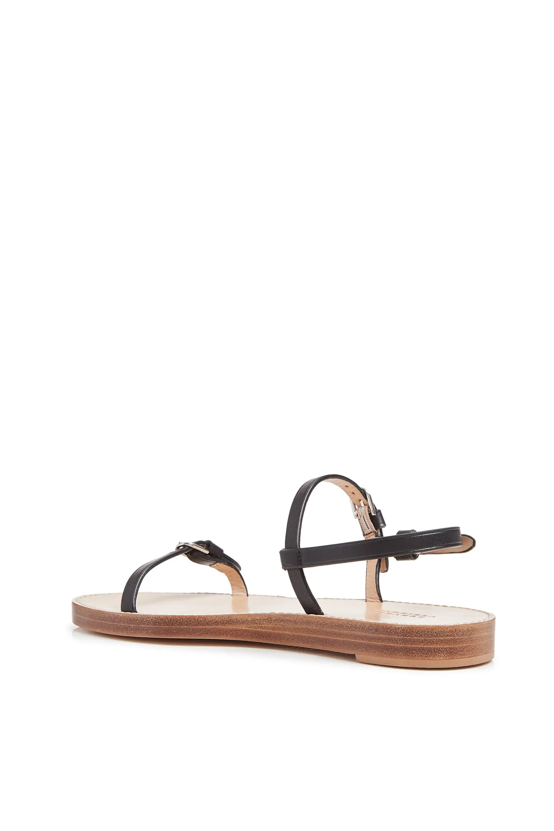 Steward Black Leather Flat Sandals for Women - Comfortable Casual Walking Shoes for Beach, Vacation & Everyday Wear