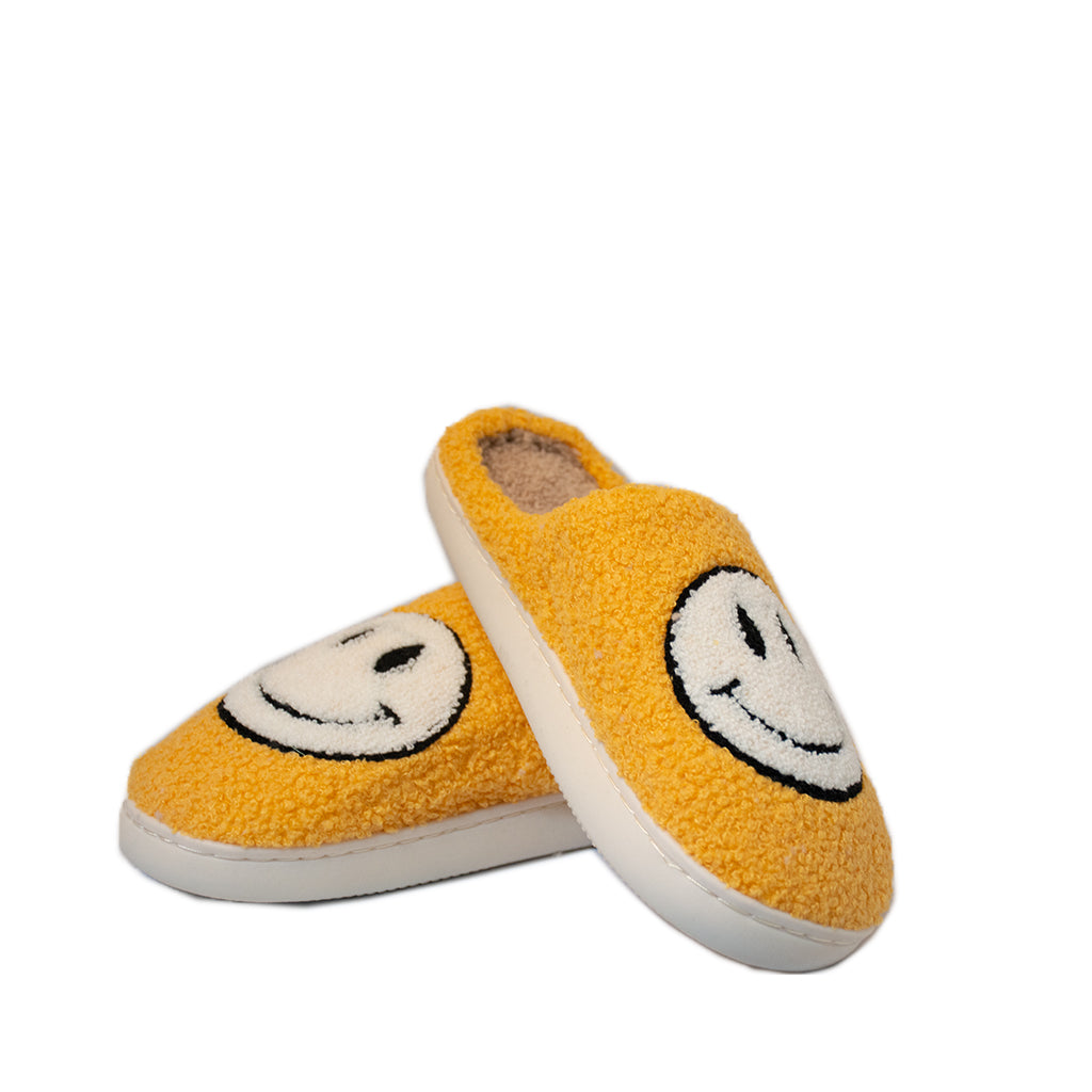 FLOOF Adult Fluffy Yellow Face Slippers - Soft & Cozy Home Shoes for Women & Men - Perfect for Indoor Relaxation, Lounging & Gift Giving