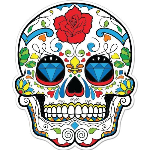 Sugar Skull Dia de Los Muertos Vinyl Stickers - Waterproof Decals for Cars, Phones, Laptops, Helmets - 5 Sizes - Perfect for Halloween, Mexican Day of The Dead Decorations & Personalizing Your Belongings