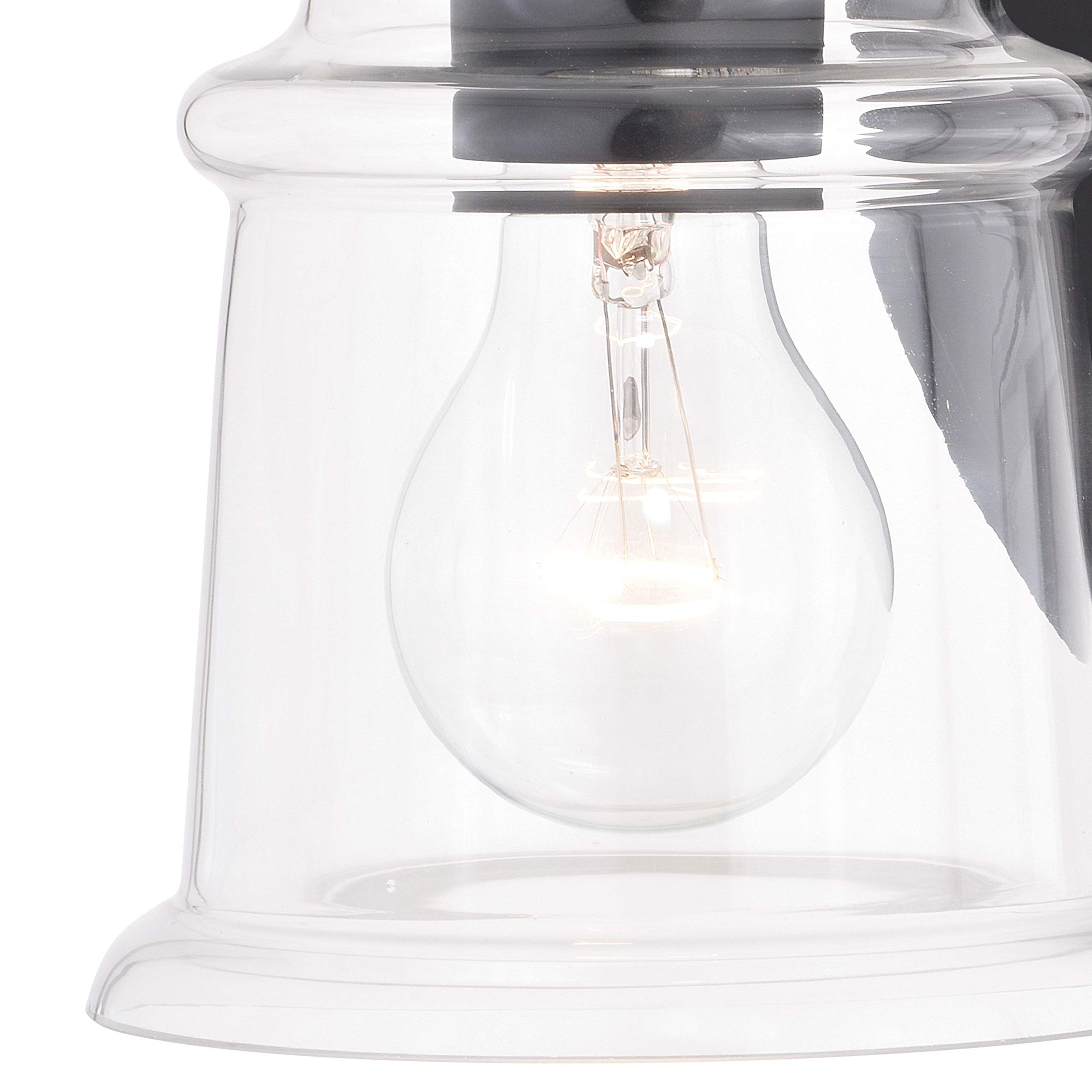 Toledo 1-Light Black Industrial Bathroom Vanity Light Fixture with Clear Glass Shade - Perfect for Modern Farmhouse, Loft & Industrial Style Bathrooms