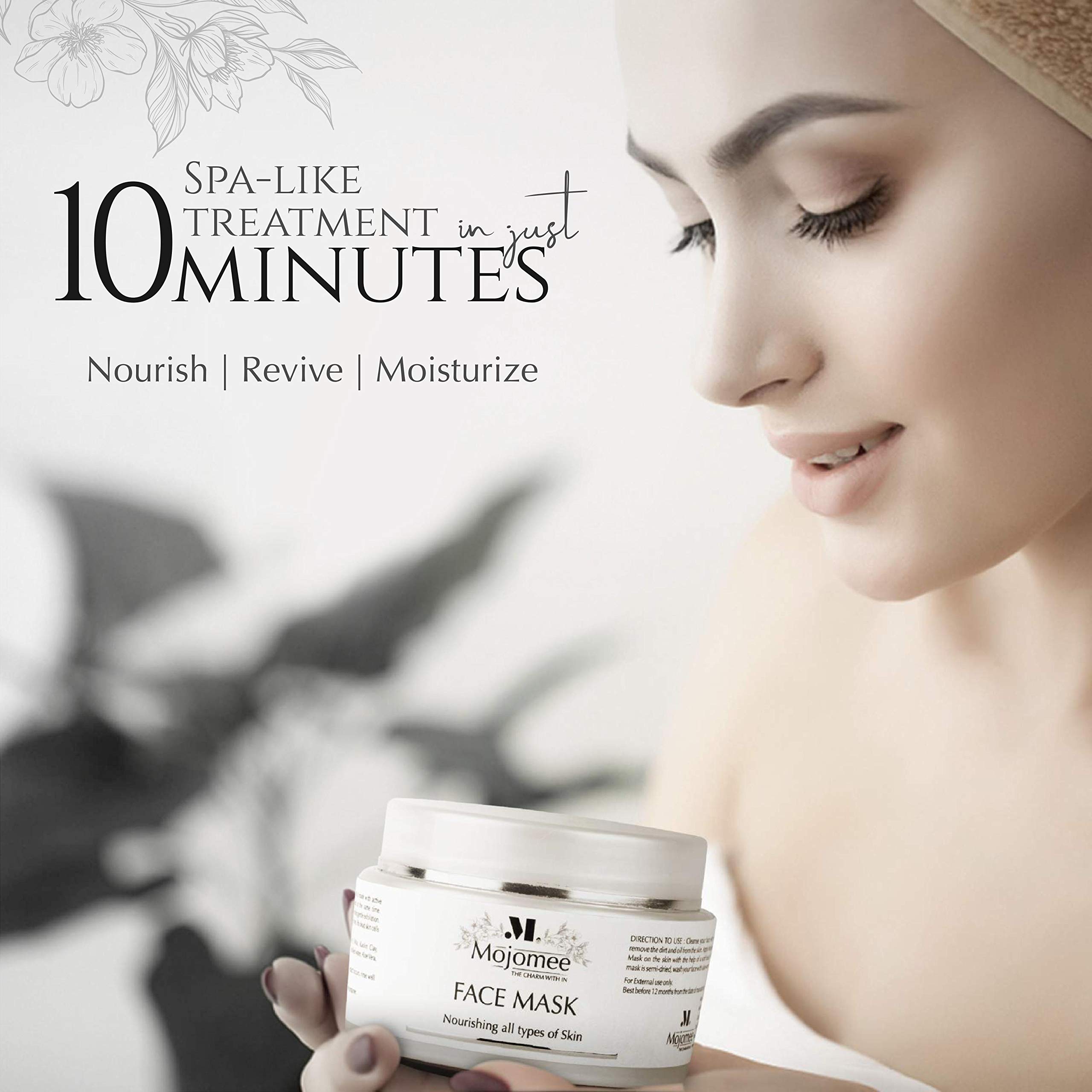 Mojomee Hydrating Kaolin Clay Face Mask - 100% Natural, Detoxifying & Pore-Cleansing, Reduces Acne, Made in India (50g) | Perfect for Spa Nights & Deep Skin Cleansing Routines