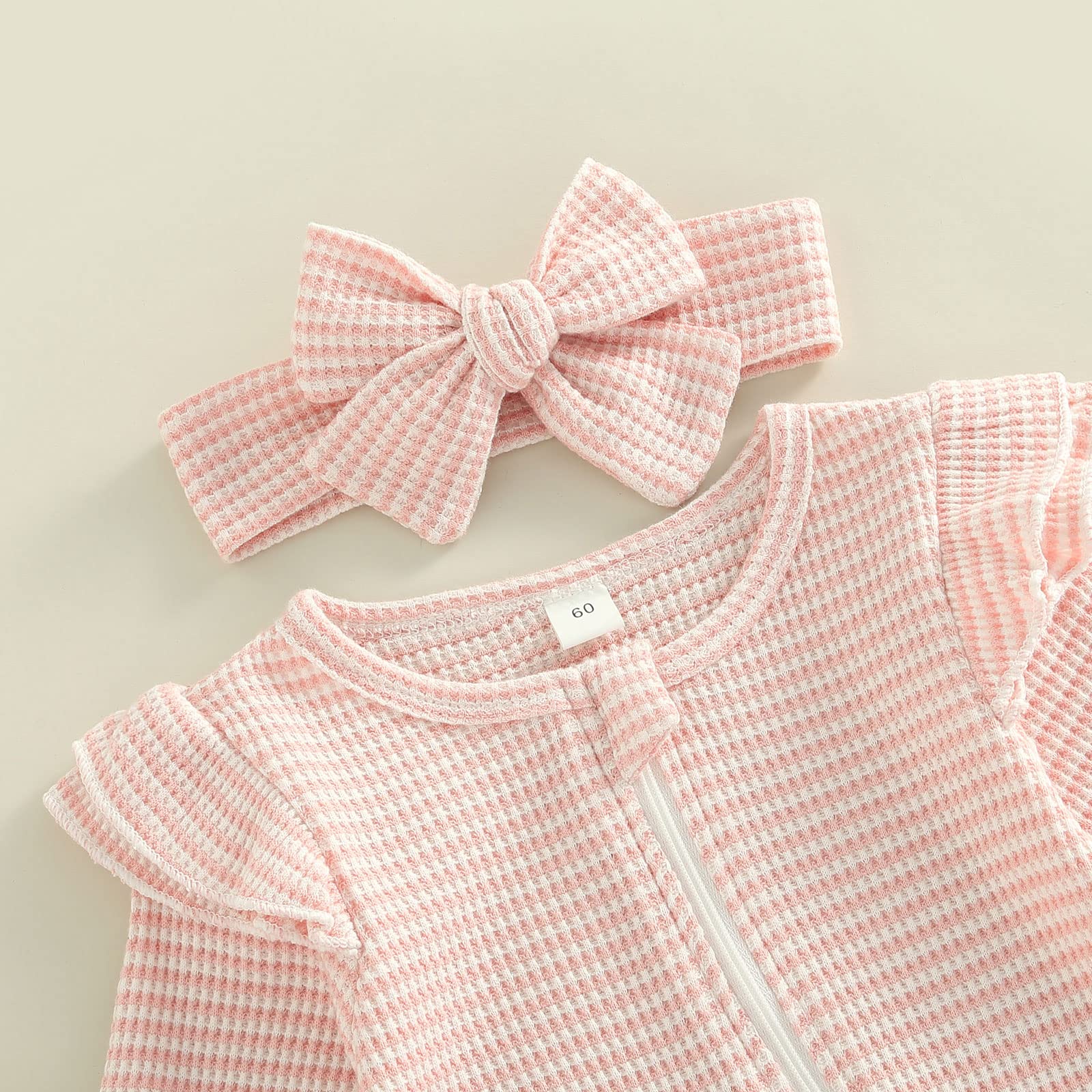 BemeyourBBs Newborn Baby Girl Clothes - Soft Ruffle Zipper Footie Romper Playsuit with Matching Headband | Cute Outfit for Infants 0-12 Months | Perfect for Playtime, Photo Shoots & Special Occasions