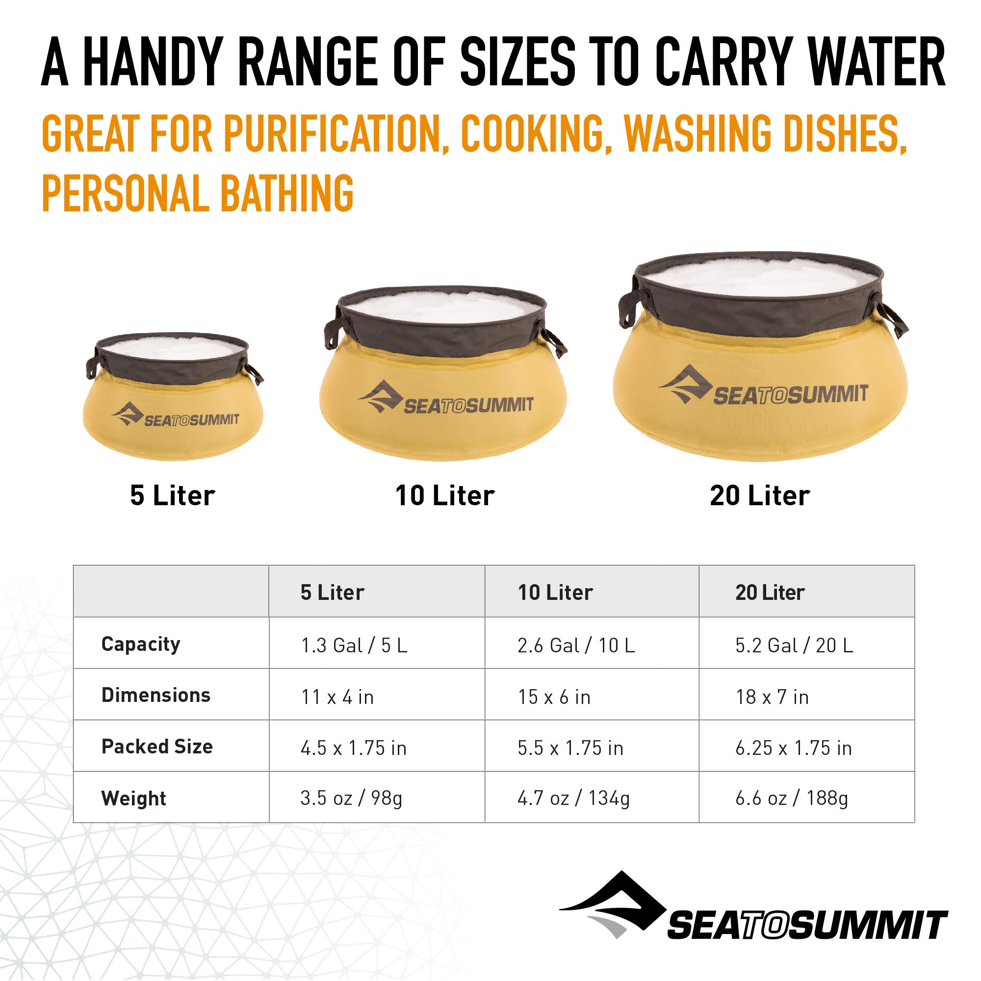 Sea to Summit Collapsible Kitchen Sink - Portable Camping Sink for Outdoor Cooking, Dish Washing & RV Travel | Compact, Lightweight & Durable Camping Accessory