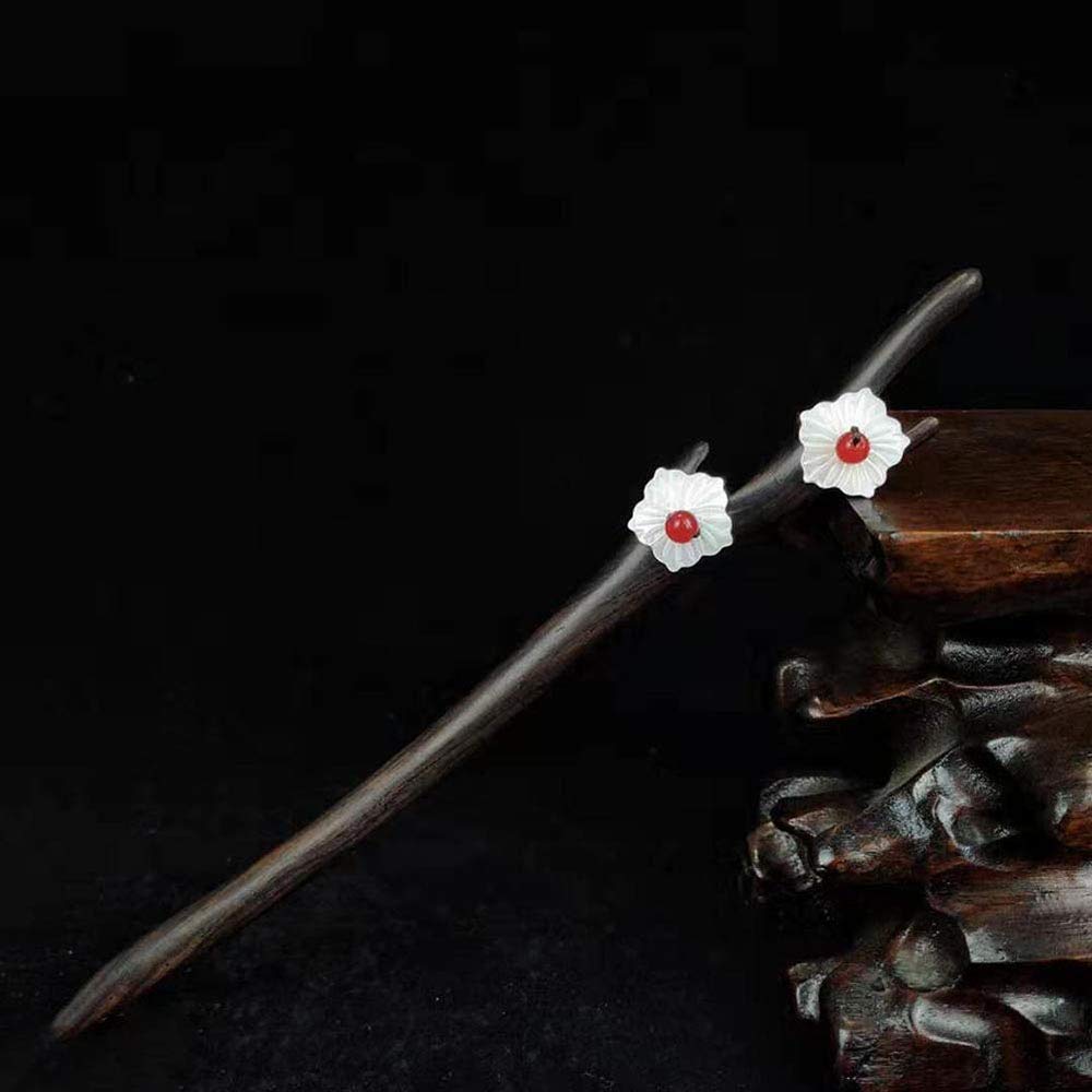 Handmade Wooden Hair Sticks - Chinese Ancient Style Hair Chopsticks for Women, Elegant Floral Bobby Pins & Chignon Pins for Long Hair Styling - Perfect for Weddings, Parties and Vintage Fashion Accessories