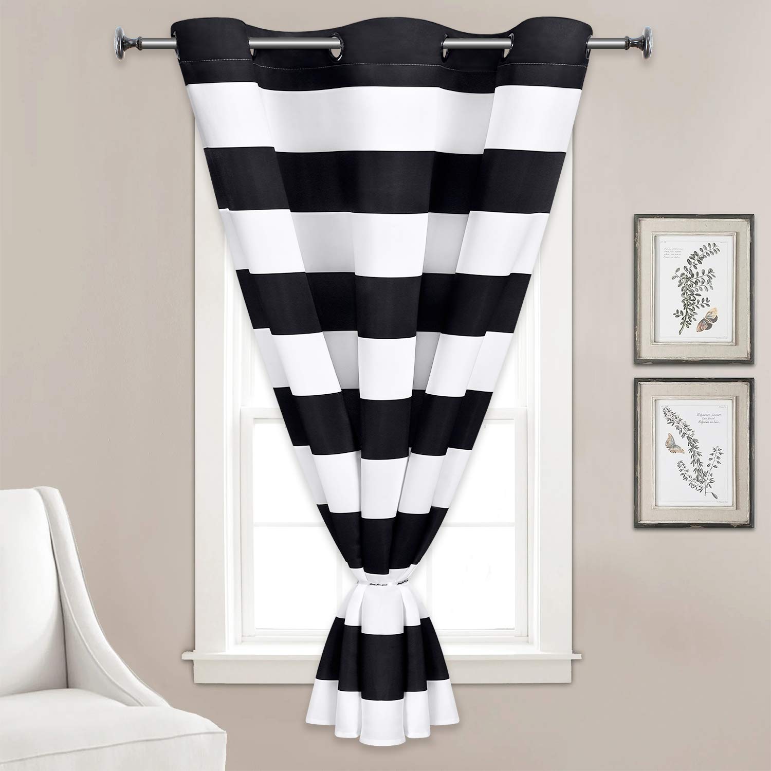 VERTKREA Striped Blackout Window Curtains 47x59 Inches - Grommet Top Room Darkening Drapes for Bedroom & Living Room | Modern Striped Design, Light Blocking, Noise Reducing - Perfect for Home, Office & Nursery Decor