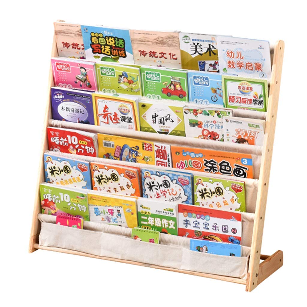 Cartoon Kids Bookshelf - Solid Wood Floor Bookcase for Kindergarten, Children's Toy Storage Organizer with Large Capacity (75 x 79cm, Natural Wood) - Perfect for Nursery, Playroom & Bedroom Organization