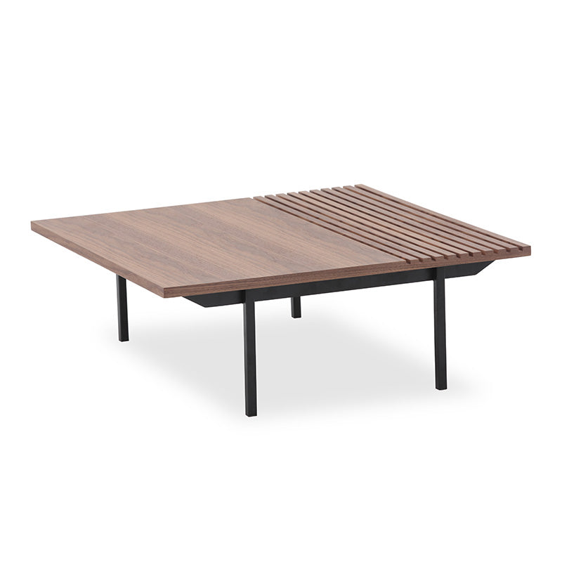 TOZZI 32-Inch Square Coffee Table - Walnut & Black Finish - Modern Living Room Center Table for Home Decor & Small Space Furniture