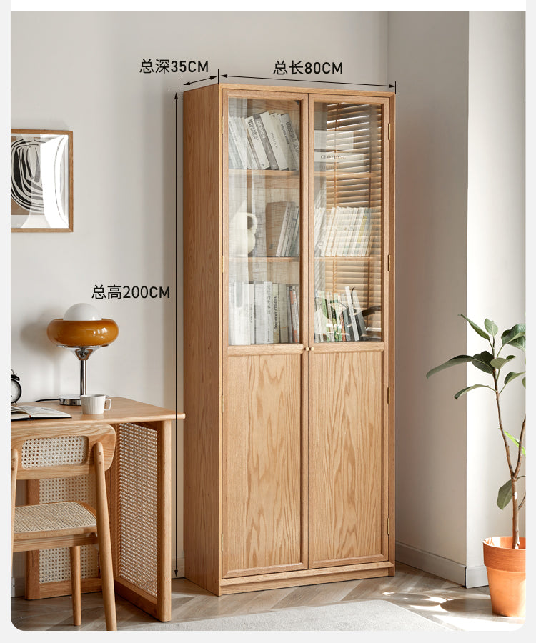 Oak Solid Wood Floor Standing Bookcase - Adjustable Whole Wall Bookshelf for Living Room, Office & Library | Free Combination Design for Custom Storage