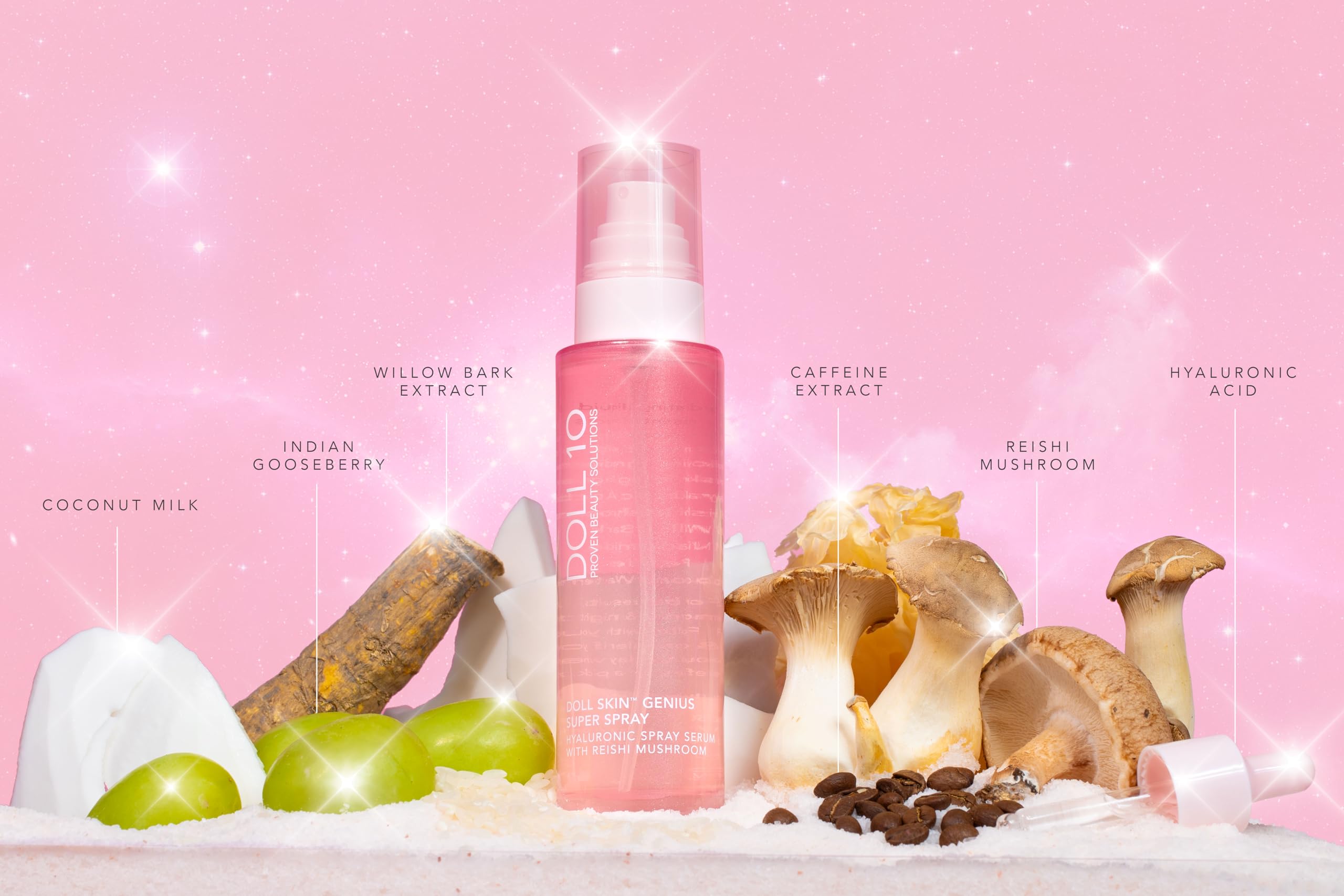 DOLL SKIN GENIUS™ Super Spray Serum with Reishi Mushroom - Hydrating Facial Mist for Glowing Skin | Perfect for Daily Skincare Routine & On-the-Go Refreshment