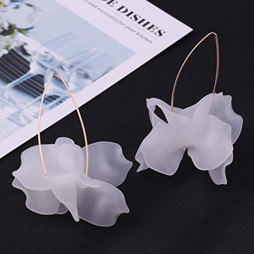 Boho Summer Rose Resin Petal Drop Earrings for Women - Floral Dangle Hoop Earrings with Acrylic Flower Design | Perfect for Beach Weddings, Festivals & Boho Fashion
